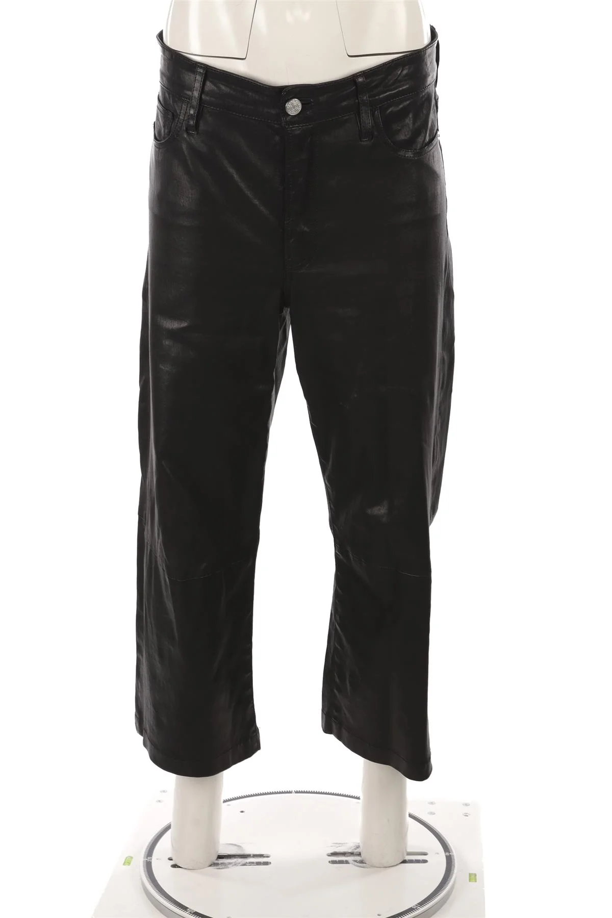 FRAME BLACK LEATHER WIDE LEG PANTS - Image 2