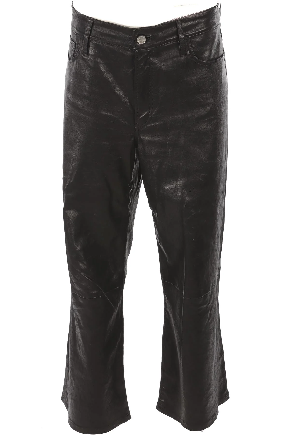 FRAME BLACK LEATHER WIDE LEG PANTS UK 8
