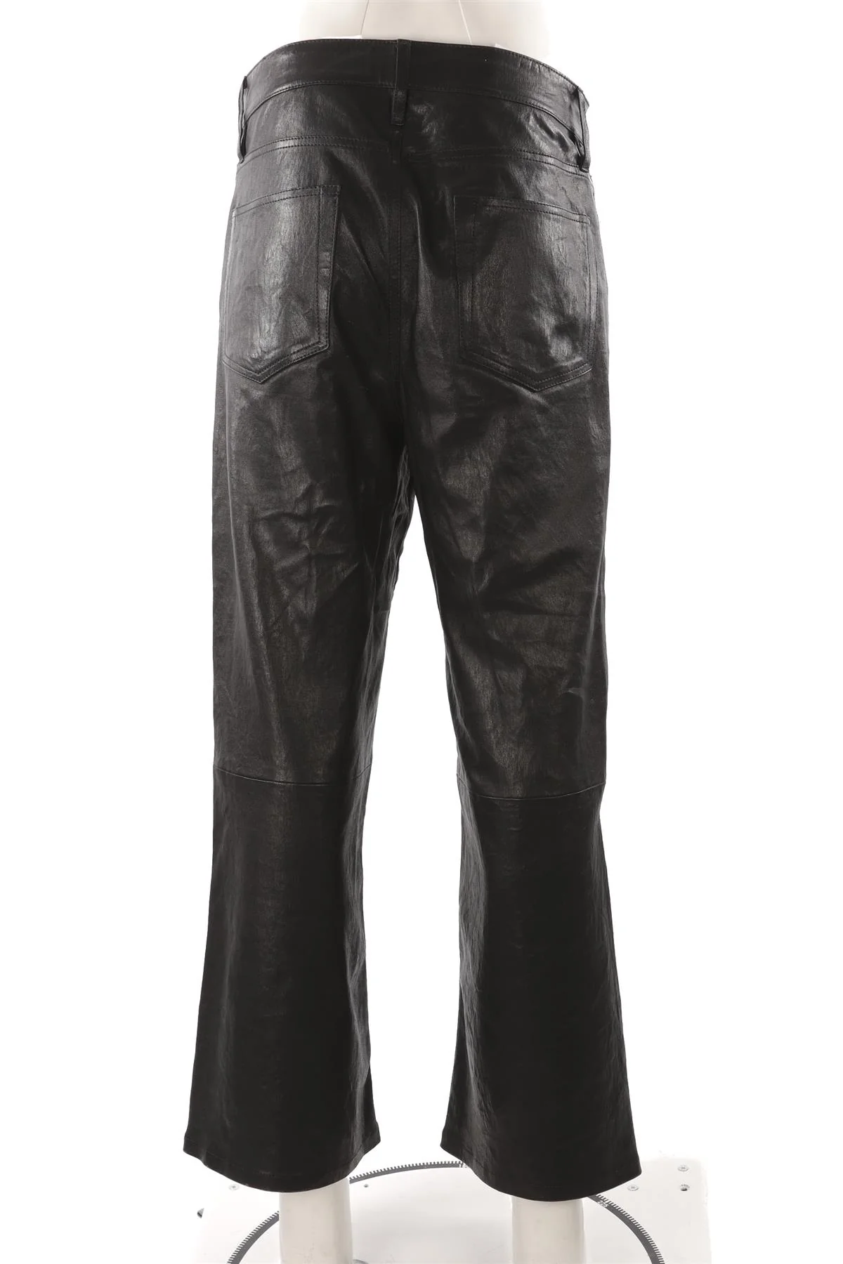 FRAME BLACK LEATHER WIDE LEG PANTS UK 8 - Image 4