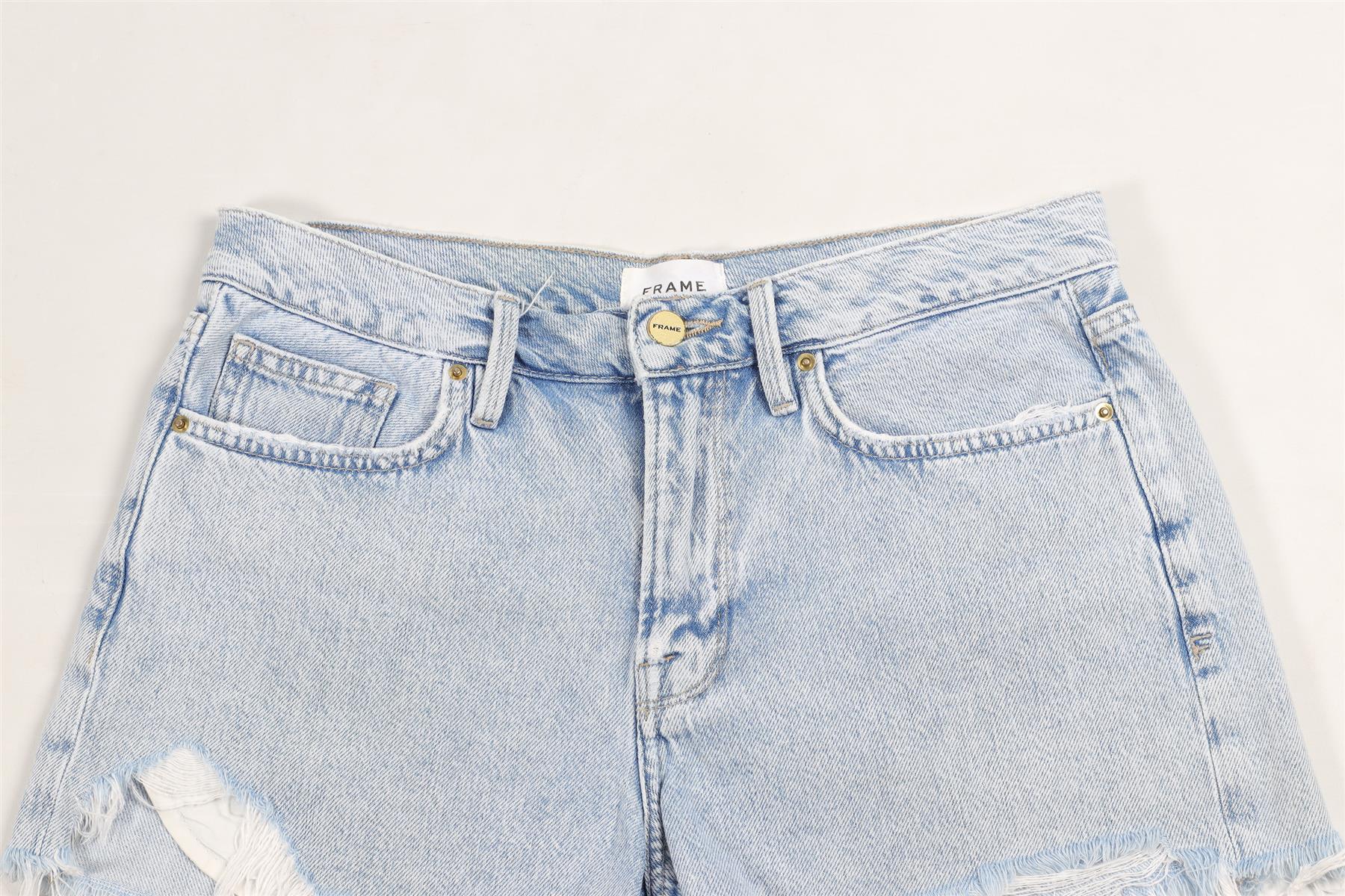 FRAME BLUE HIGH RISE DENIM SHORTS W27 UK 8-10 - Image 3