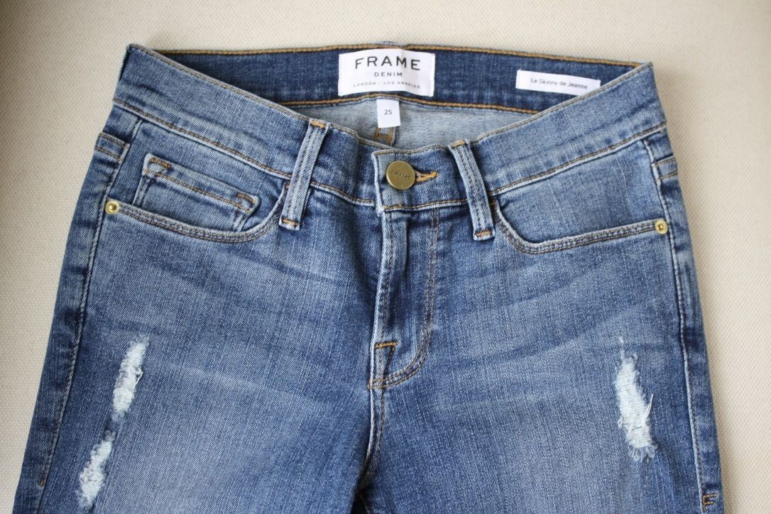 FRAME DENIM LE SKINNY DE JEANNE DISTRESSED JEANS W25 UK 6/8 - Image 7