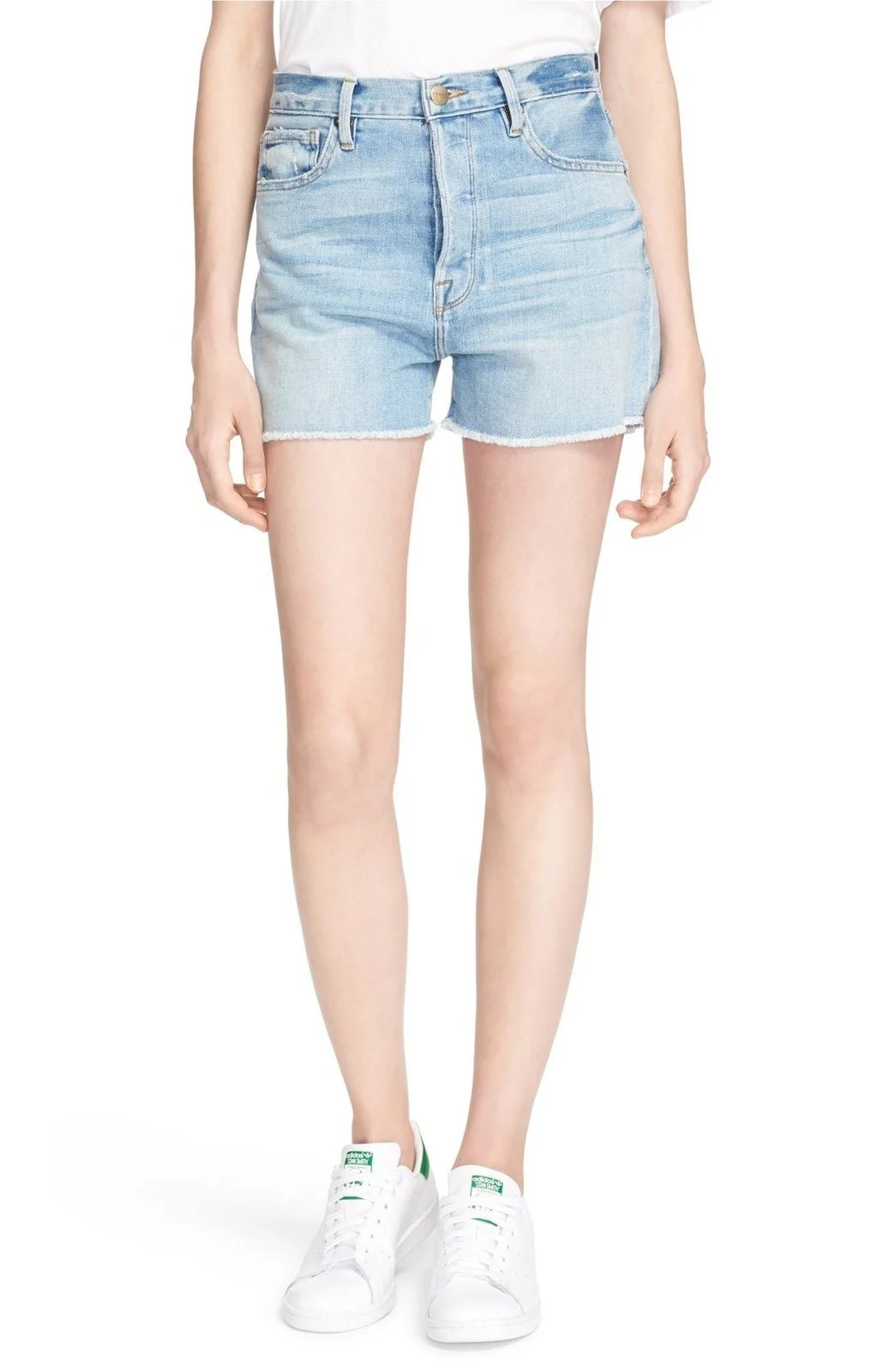 FRAME LE ORIGINAL HIGH-RISE CUTOFF DENIM SHORTS IN GRAYTON W25 UK 6/8 - Image 8