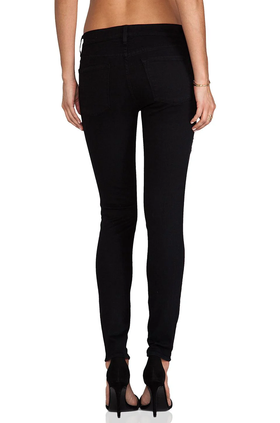 FRAME LE SKINNY DE JEANNE RIPPED BLACK JEANS W25 UK 6/8 - Image 9
