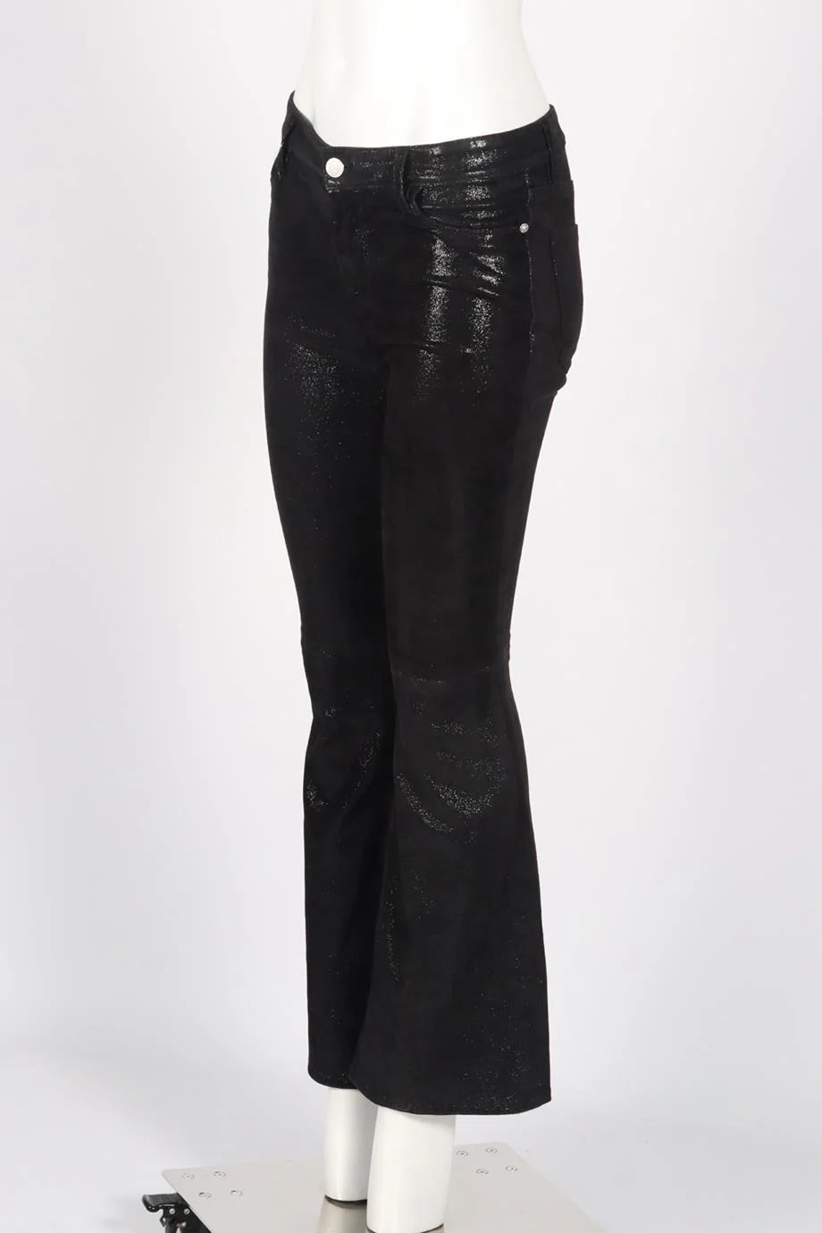 FRAME METALLIC SUEDE FLARED PANTS W26 UK 8 - Image 3