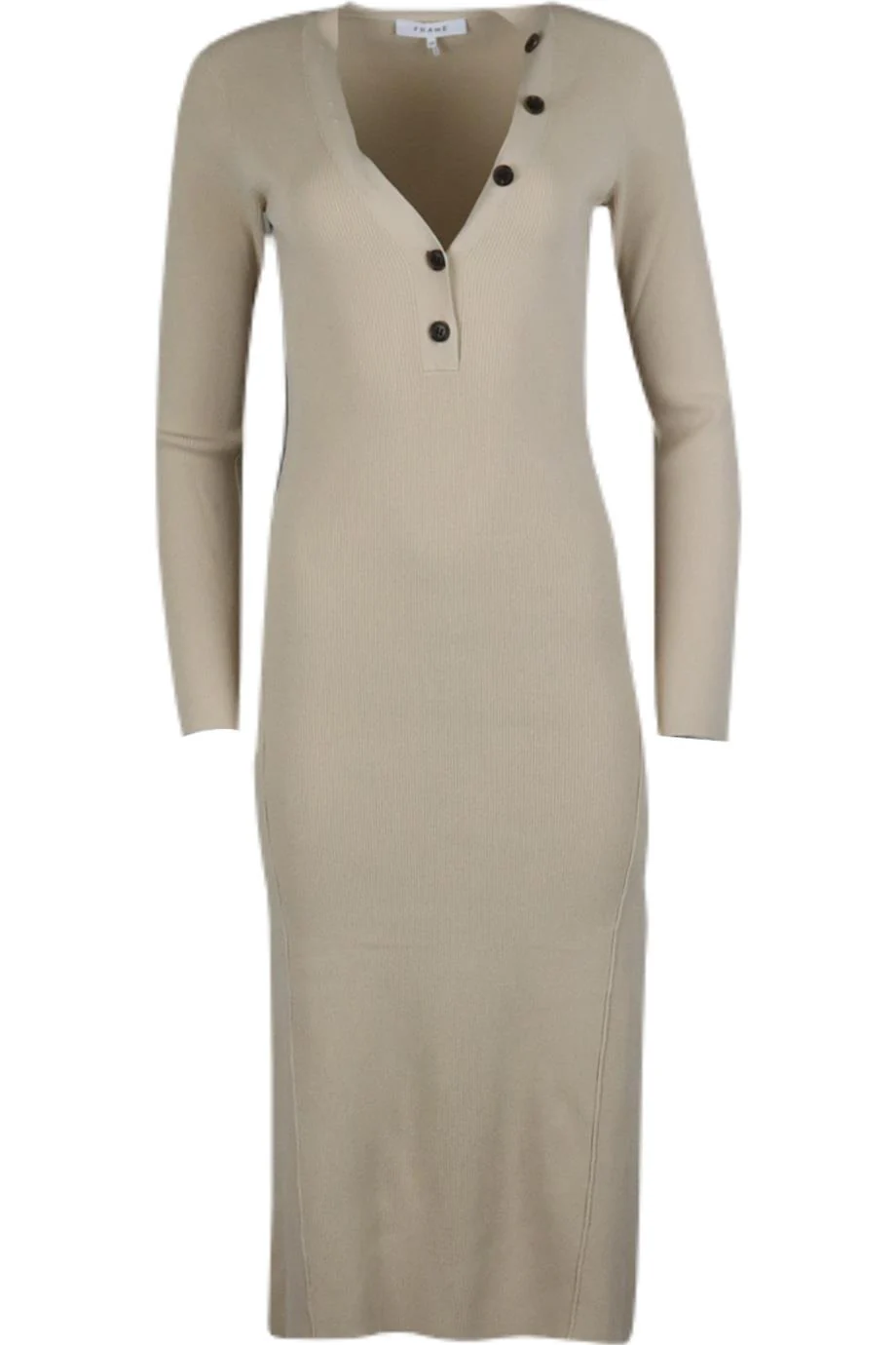 FRAME RIBBED STRETCH KNIT MIDI DRESS SMALL