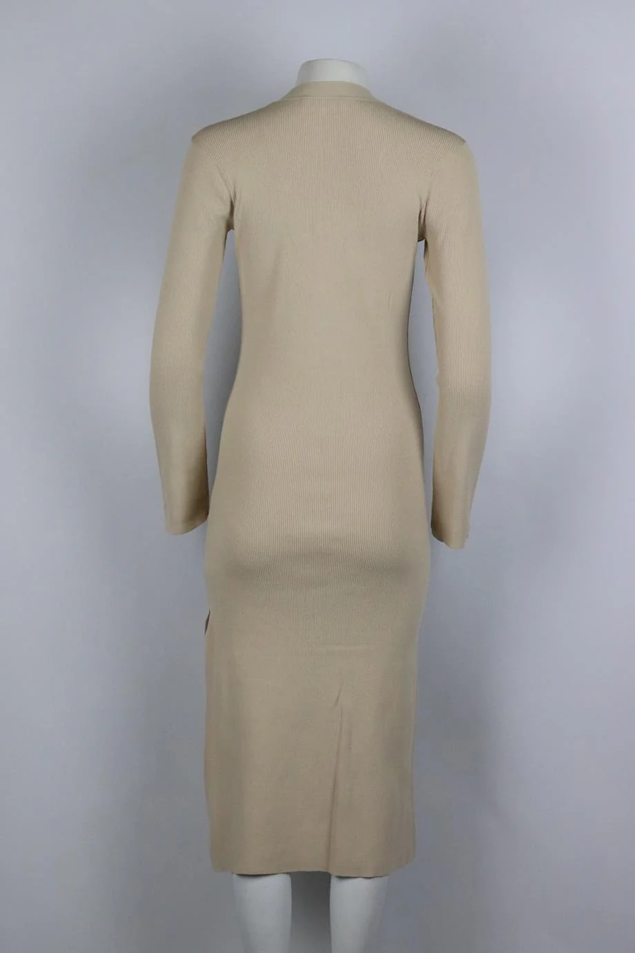 FRAME RIBBED STRETCH KNIT MIDI DRESS SMALL - Image 4
