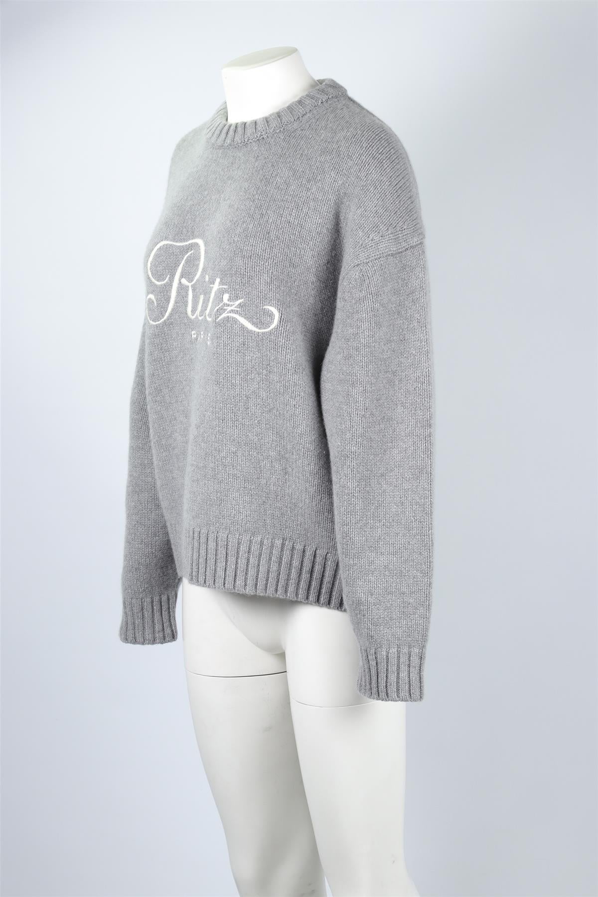FRAME + RITZ PARIS GREY CASHMERE SWEATER MEDIUM - Image 3