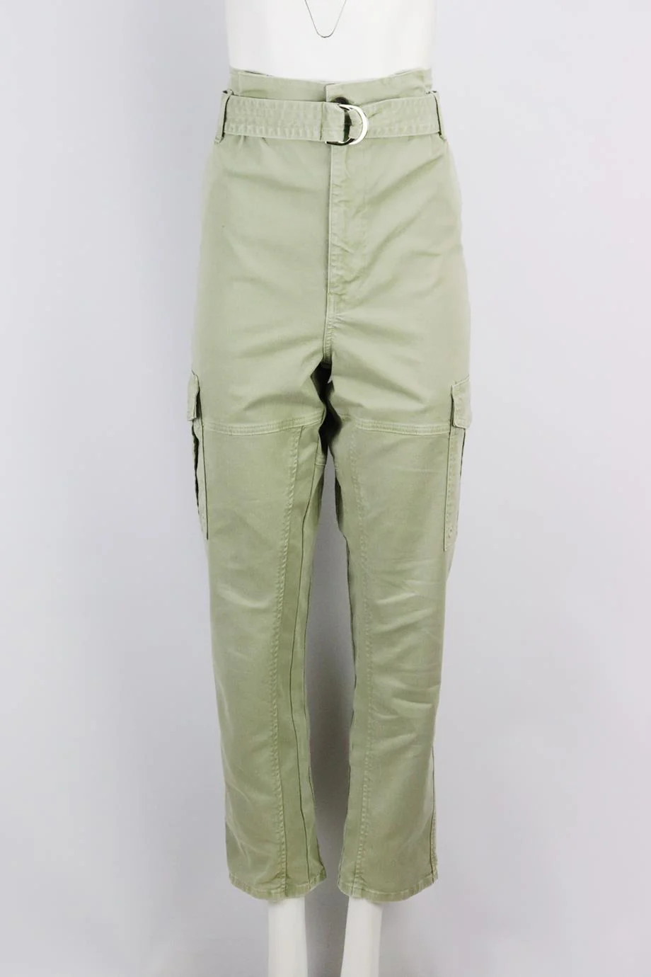 FRAME SAFARI BELTED COTTON BLEND TWILL STRAIGHT LEG PANTS W30 UK 12 - Image 2