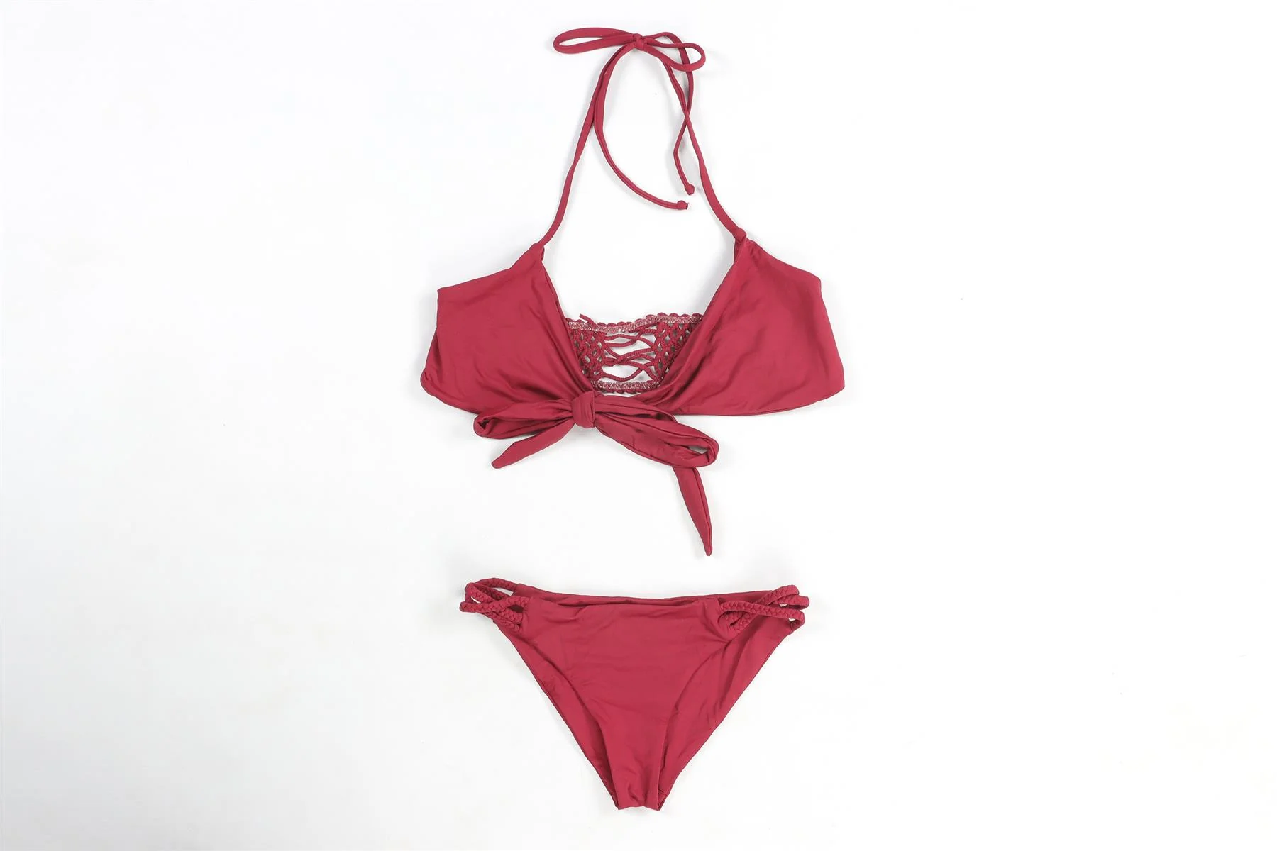FRANKIES BIKINIS MAROON BIKINI SMALL-MEDIUM - Image 2