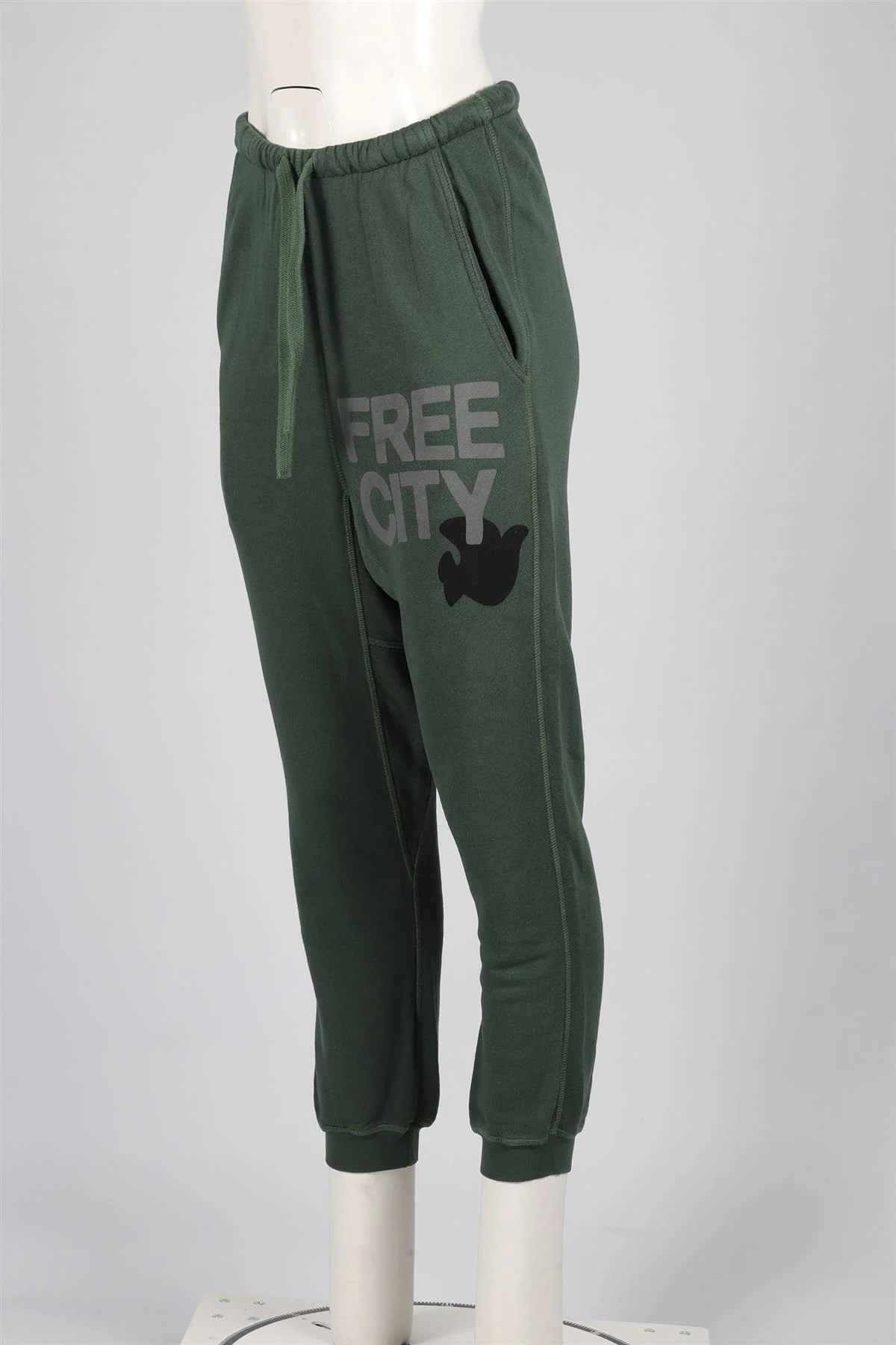 FREE CITY GREEN COTTON TRACK PANTS SMALL - Image 3