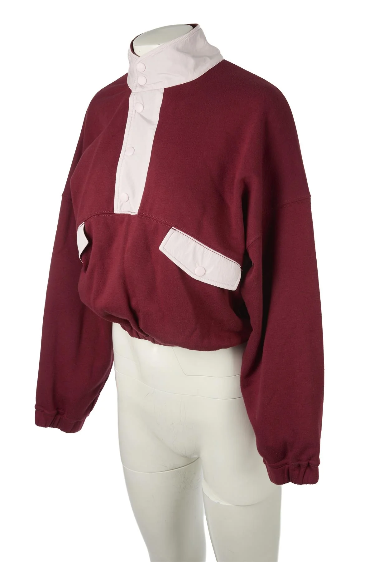 FREE PEOPLE BURGUNDY COTTON SWEATSHIRT XSMALL - Image 3