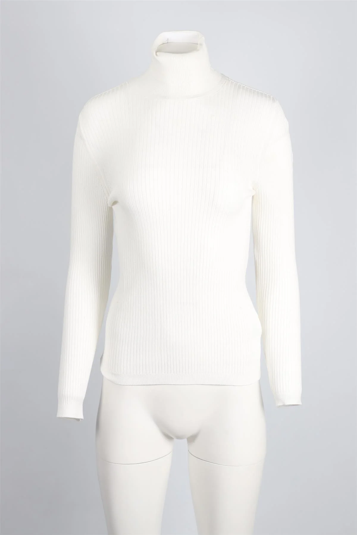 FUSALP WHITE RIBBED KNIT TOP SMALL - Image 2