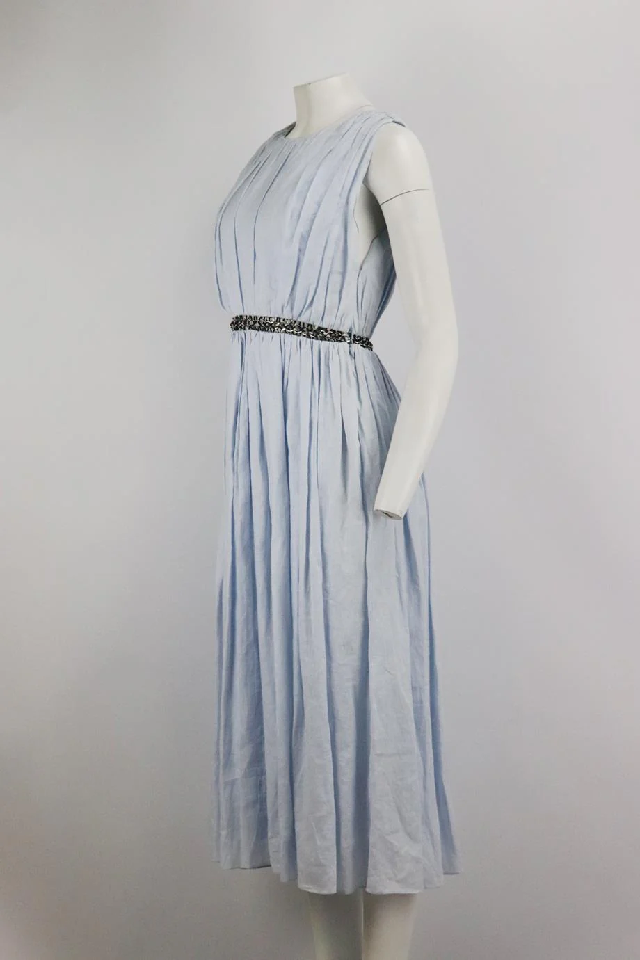 GABRIELA HEARST CHAIN DETAILED LINEN MIDI DRESS IT 38 UK 6 - Image 3