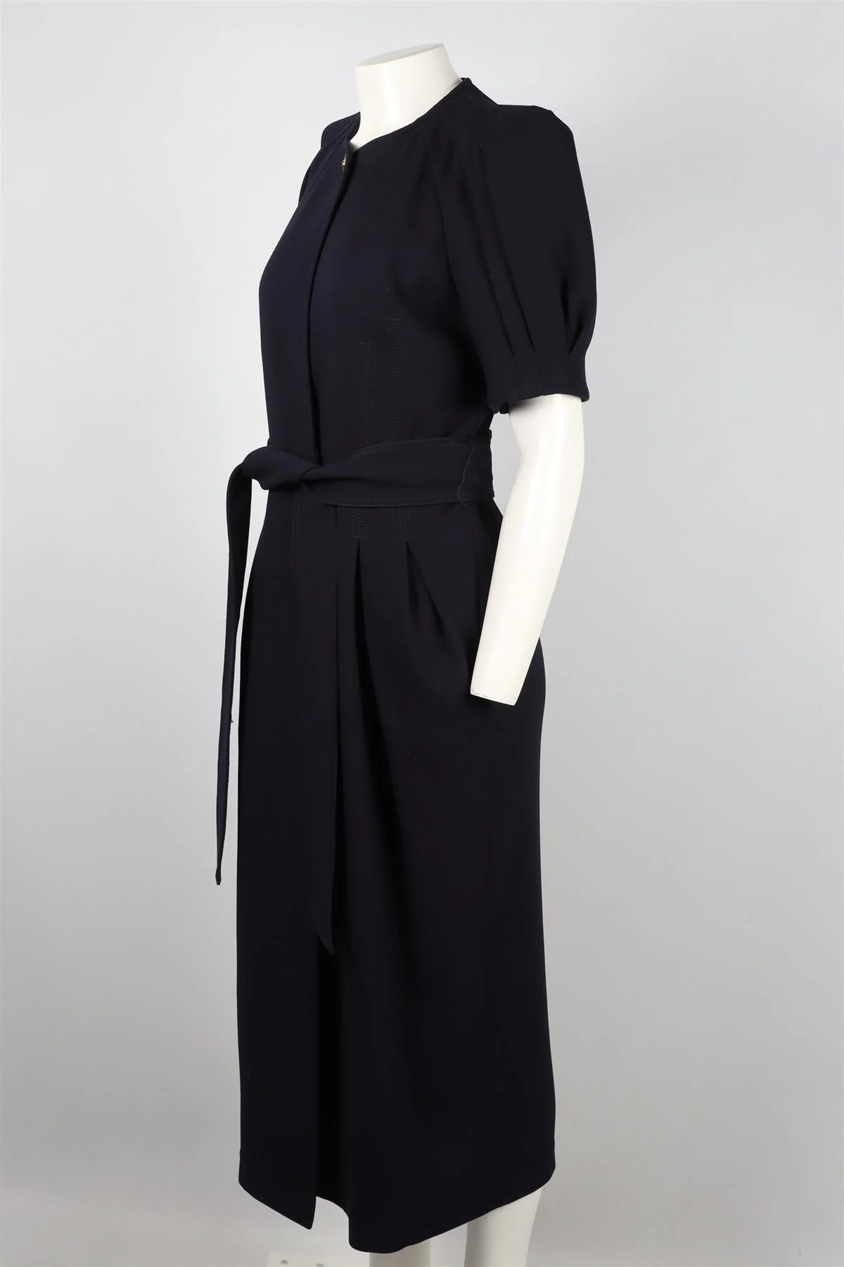 GABRIELA HEARST NAVY BELTED WOOL MAXI DRESS IT 44 UK 12 - Image 3