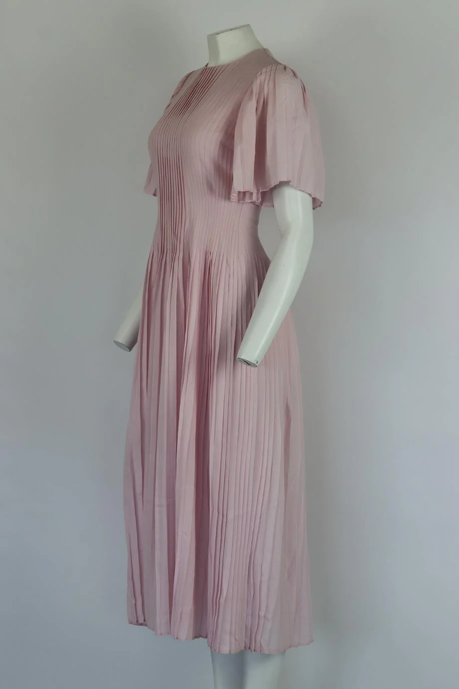 GABRIELA HEARST PLEATED CASHMERE AND WOOL BLEND MIDI DRESS IT 40 UK 8 - Image 3
