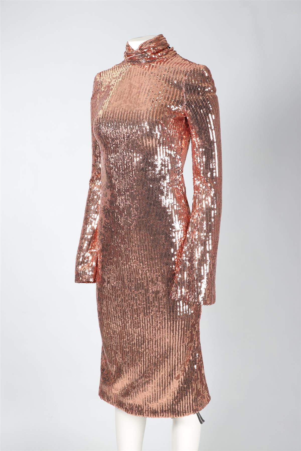 GALVAN LONDON ROSE GOLD SEQUIN MINI DRESS UK 8 - Image 3