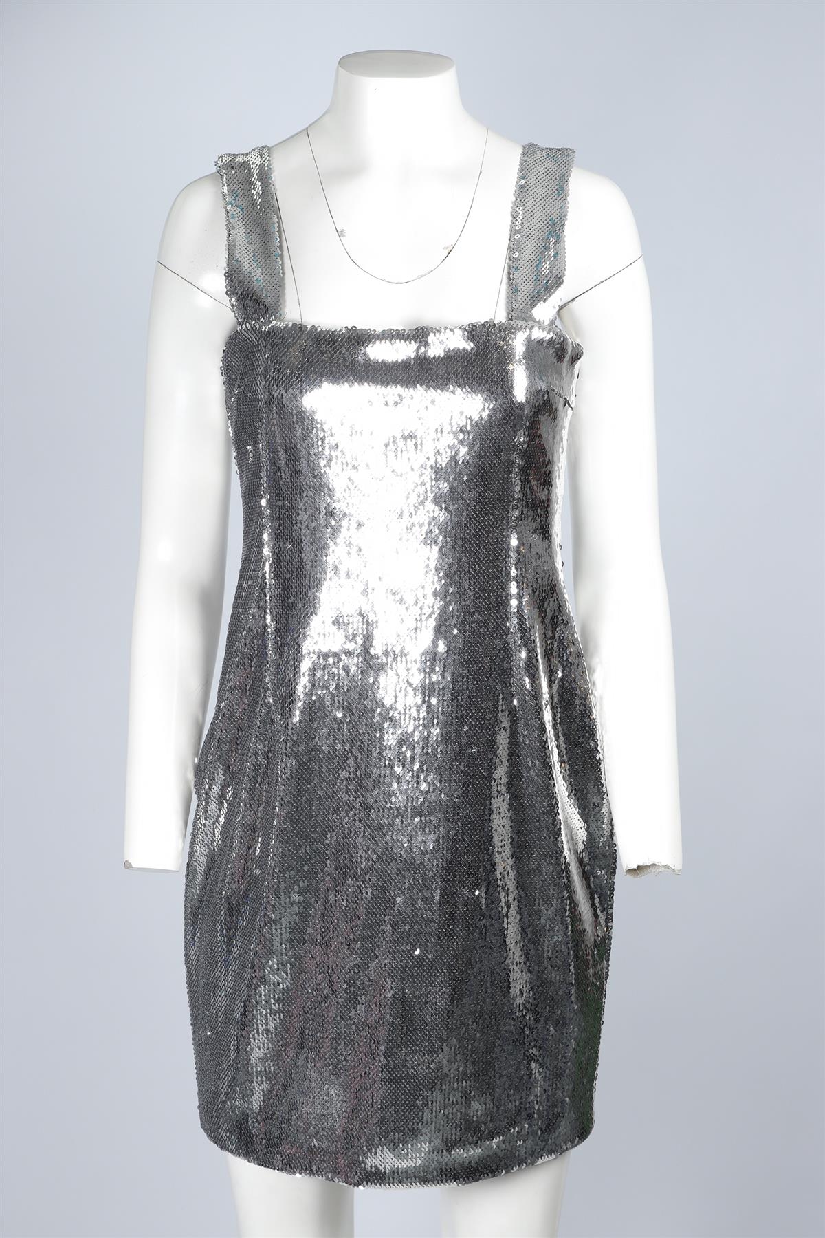 GALVAN LONDON SILVER SEQUIN MINI DRESS UK 12 - Image 2