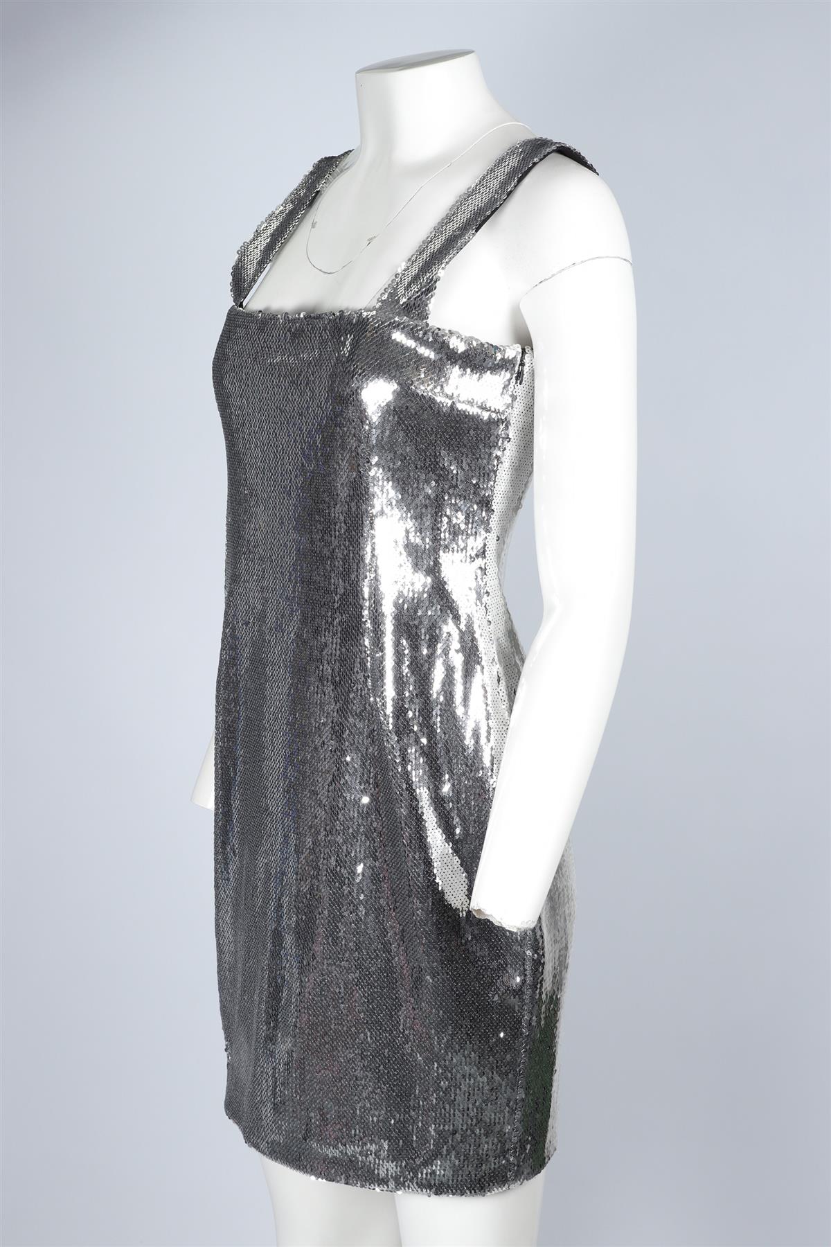 GALVAN LONDON SILVER SEQUIN MINI DRESS UK 12 - Image 3