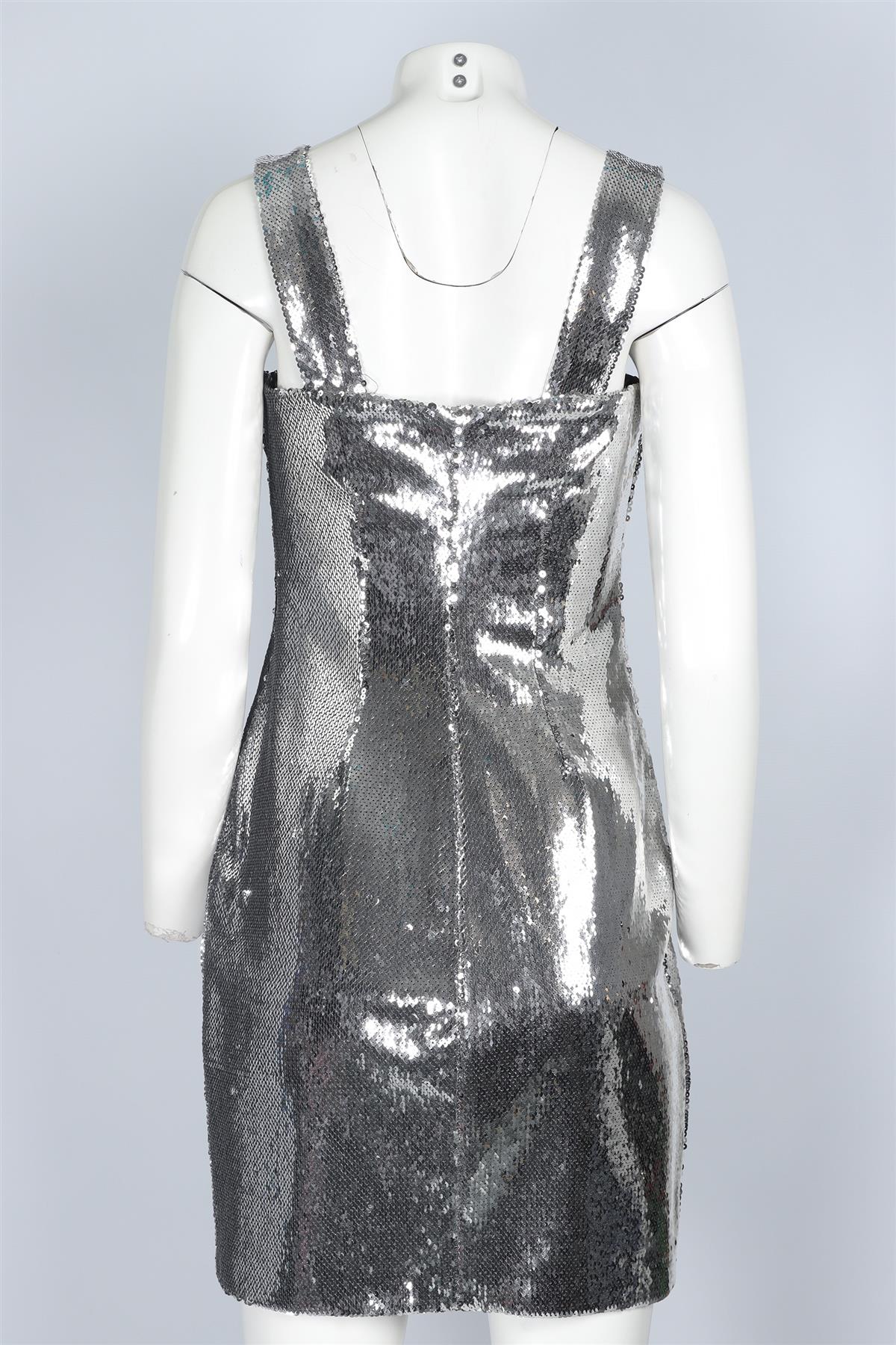 GALVAN LONDON SILVER SEQUIN MINI DRESS UK 12 - Image 4