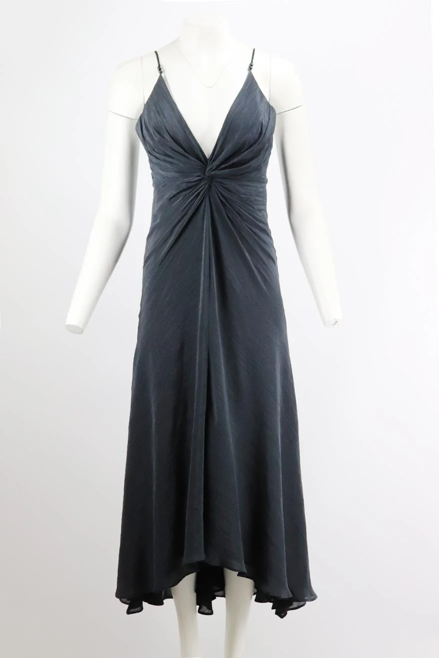 GALVAN LONDON TWIST FRONT CRINKLED SATIN MIDI DRESS UK 10 - Image 2