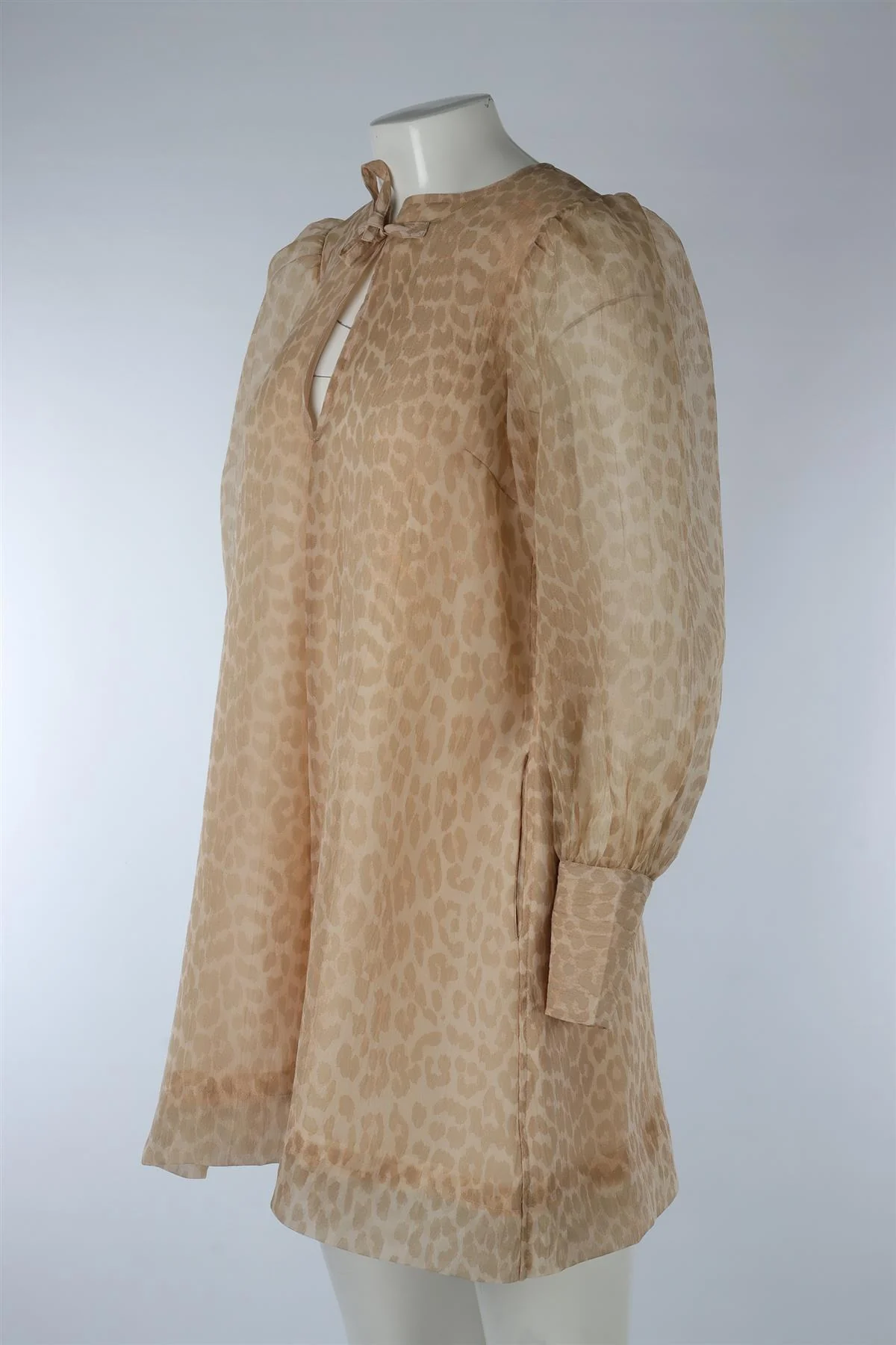 GANNI BEIGE ORGANZA MINI DRESS EU 36 UK 8 - Image 3