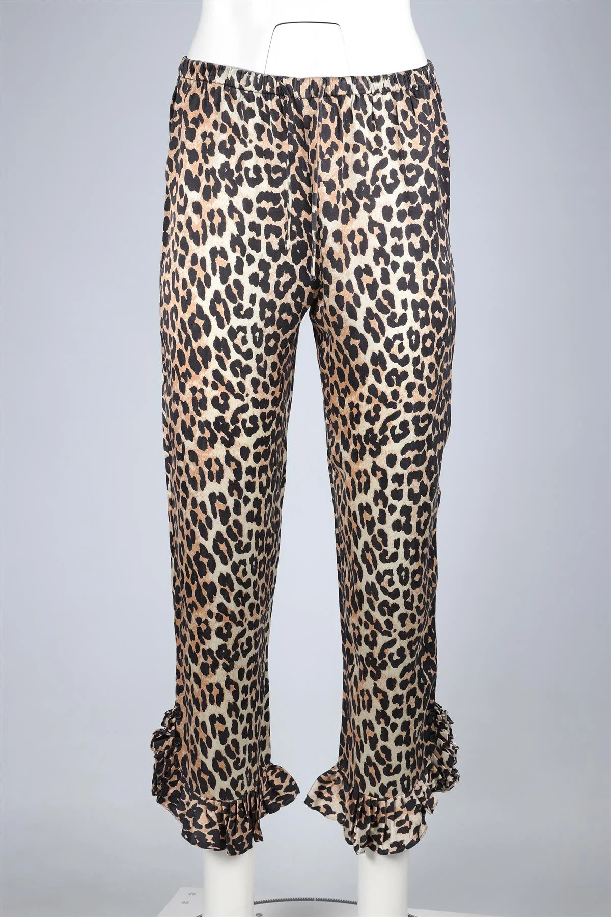 GANNI BEIGE SATIN STRAIGHT LEG TROUSERS UK 6 - Image 2