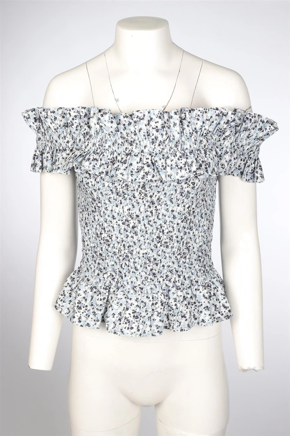 GANNI BLUE COTTON TOP UK 14 - Image 2