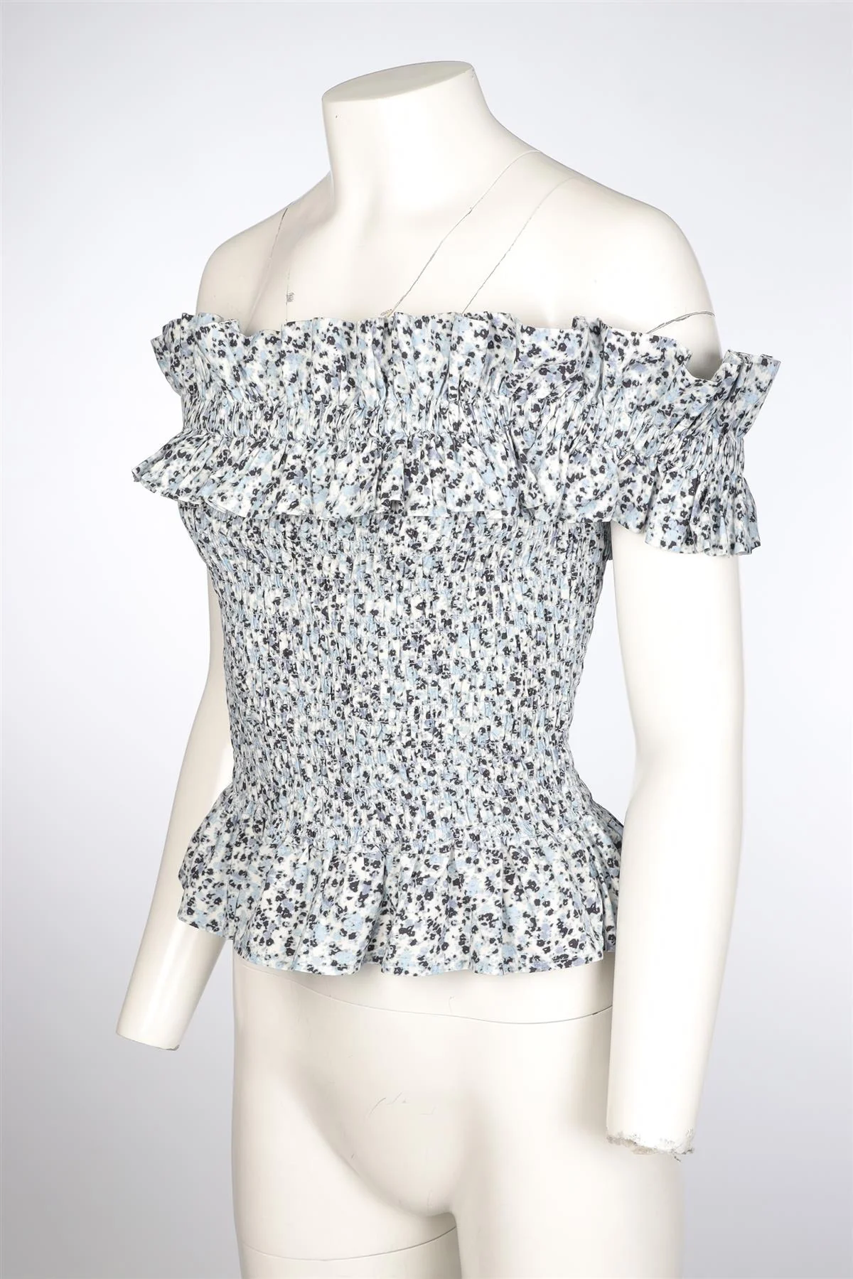 GANNI BLUE COTTON TOP UK 14 - Image 3