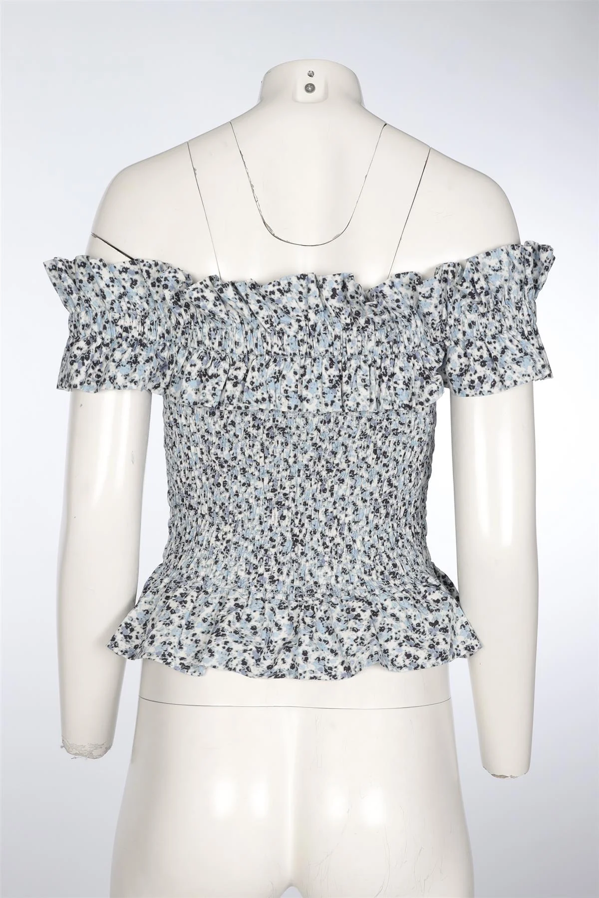 GANNI BLUE COTTON TOP UK 14 - Image 4