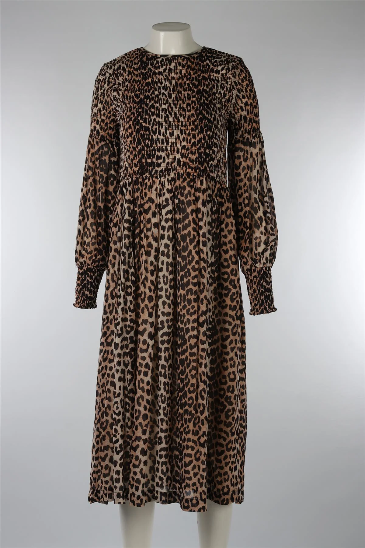 GANNI BROWN CHIFFON MAXI DRESS EU 36 UK 8 - Image 2