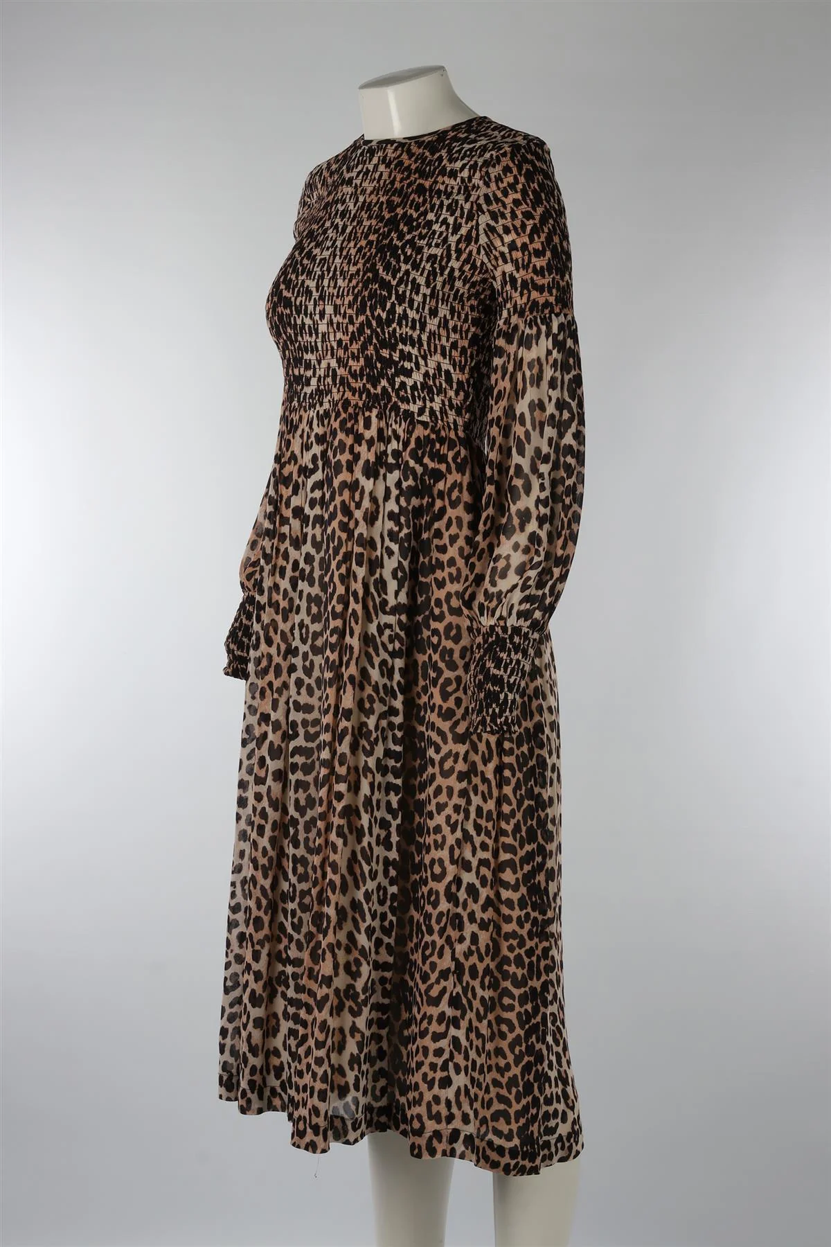 GANNI BROWN CHIFFON MAXI DRESS EU 36 UK 8 - Image 3