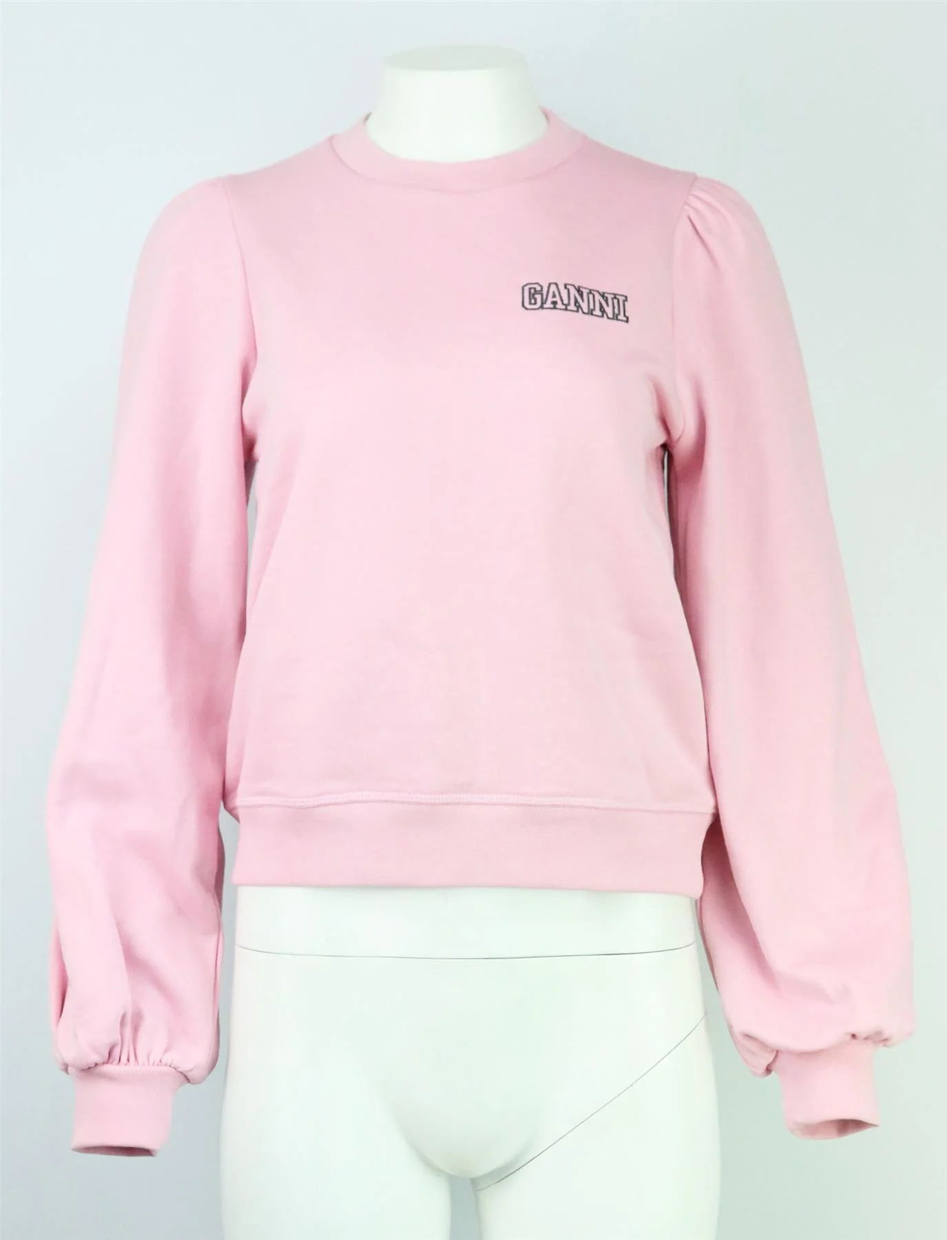 GANNI EMBROIDERED COTTON BLEND JERSEY SWEATSHIRT SMALL - Image 2