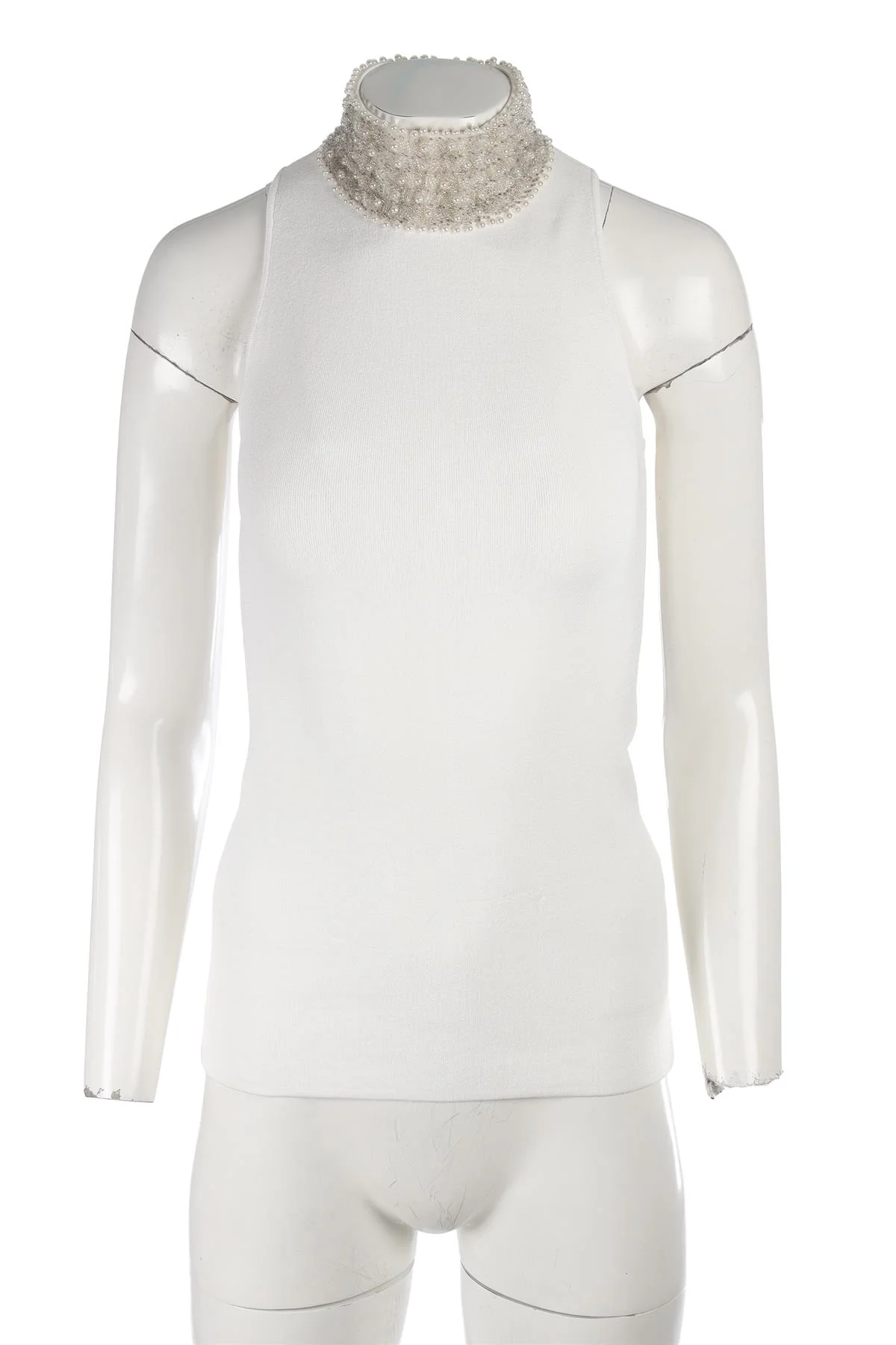 GANNI IVORY KNIT TOP XSMALL - Image 2