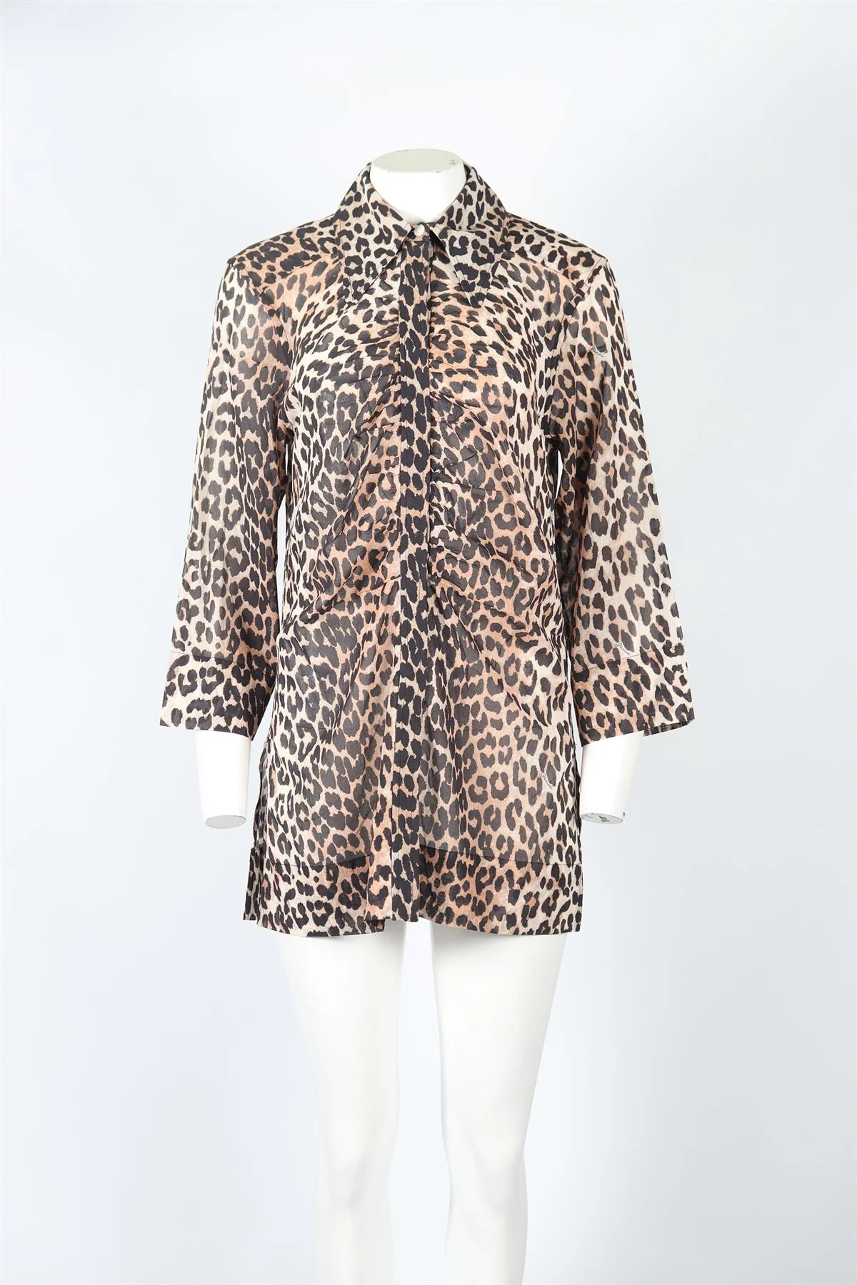 GANNI LEOPARD PRINT COTTON SHIRT DE 36 UK 10 - Image 2