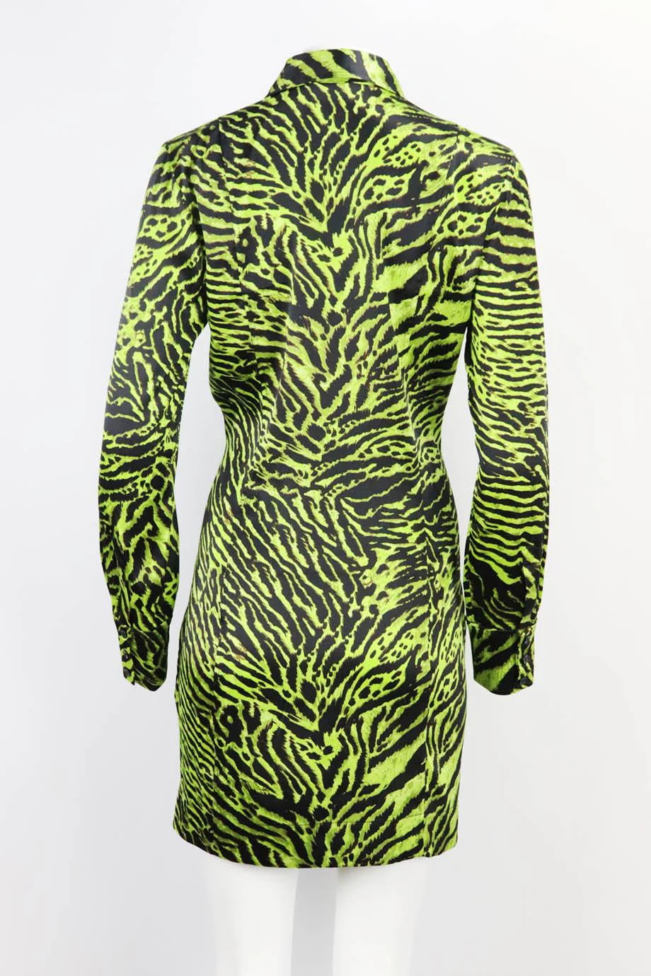 GANNI PRINTED SILK SATIN MINI DRESS DE 42 UK 16 - Image 4