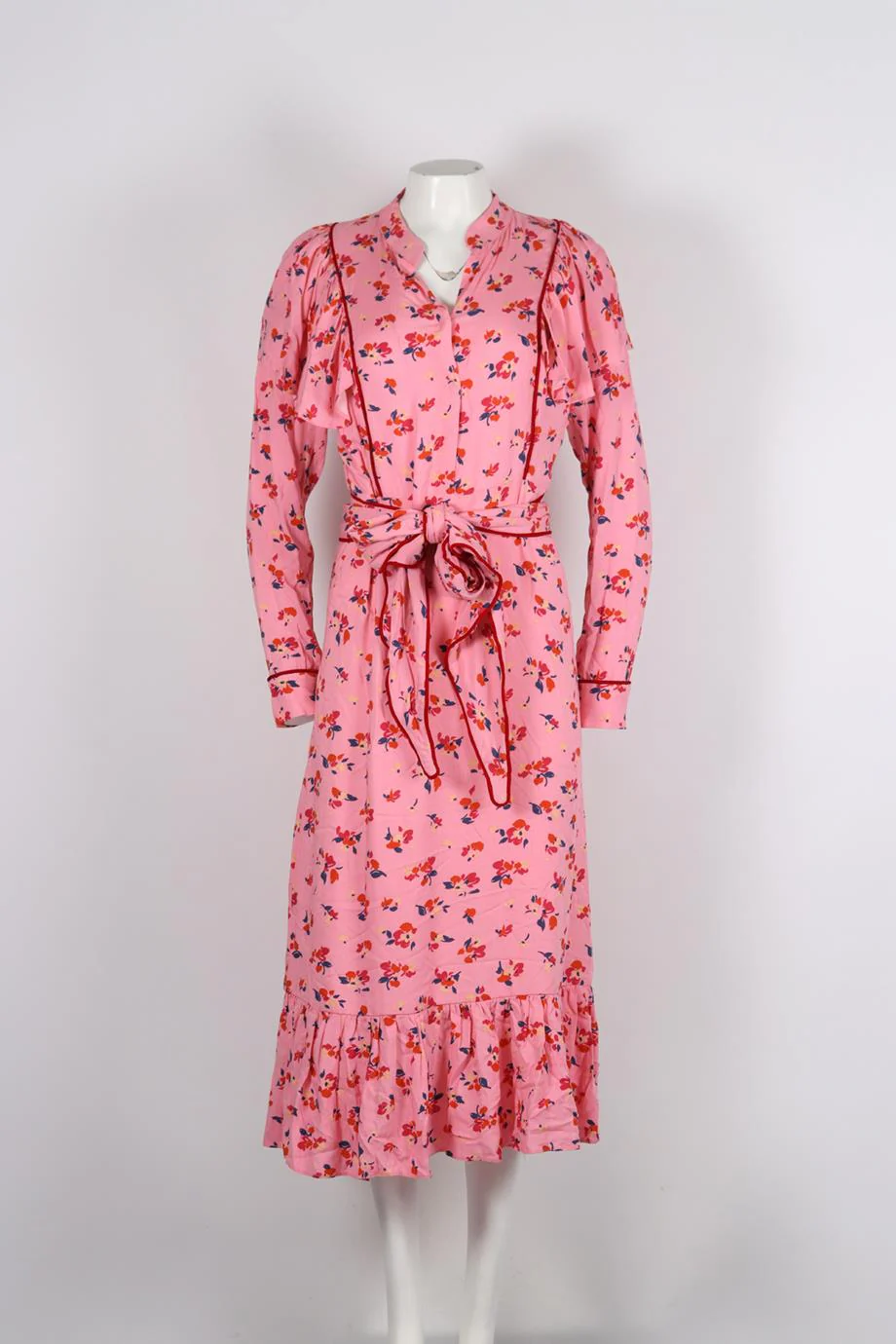 GEM LONDON BELTED FLORAL PRINT CREPE MIDI DRESS SMALL - Image 2