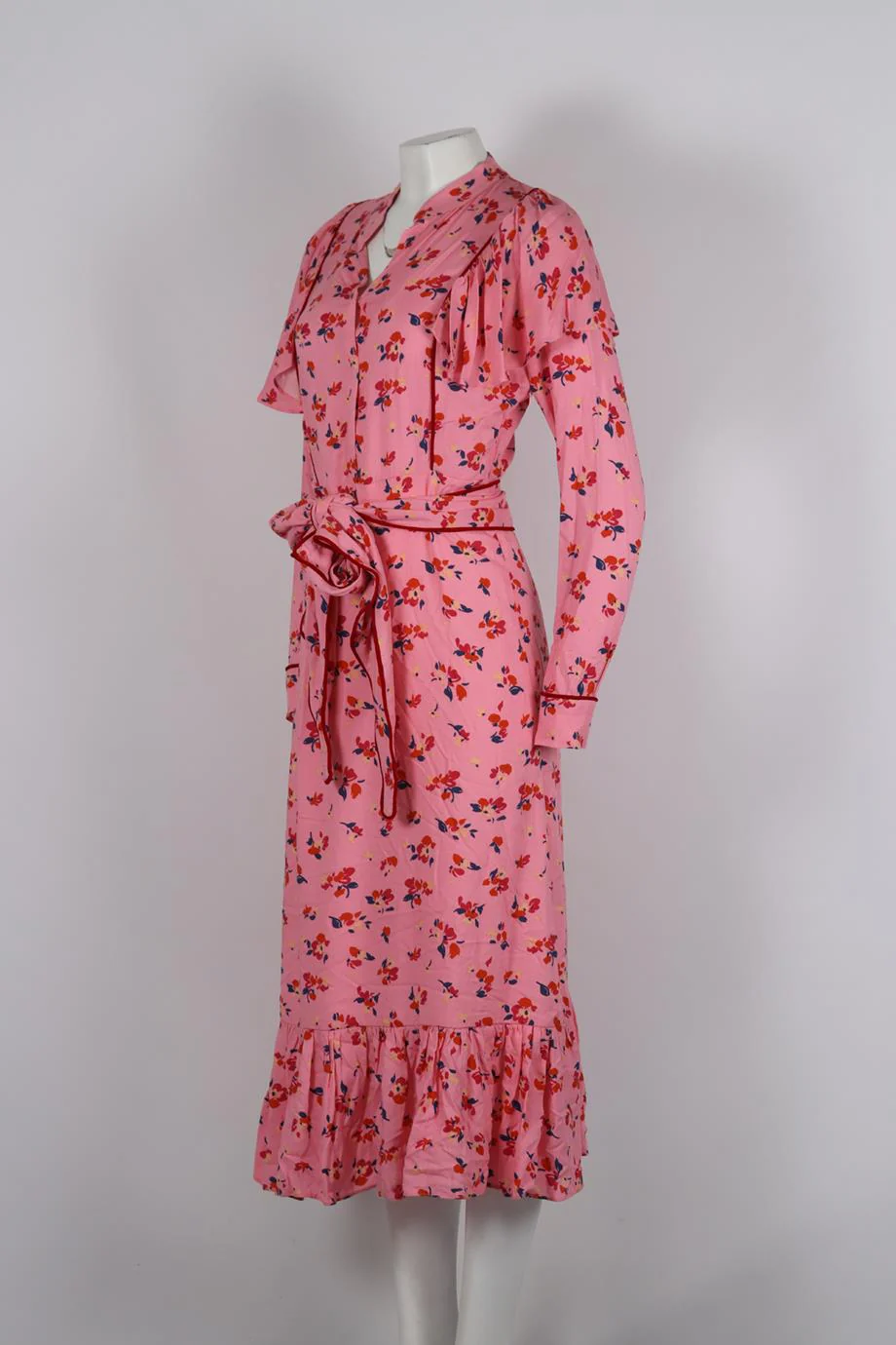 GEM LONDON BELTED FLORAL PRINT CREPE MIDI DRESS SMALL - Image 3