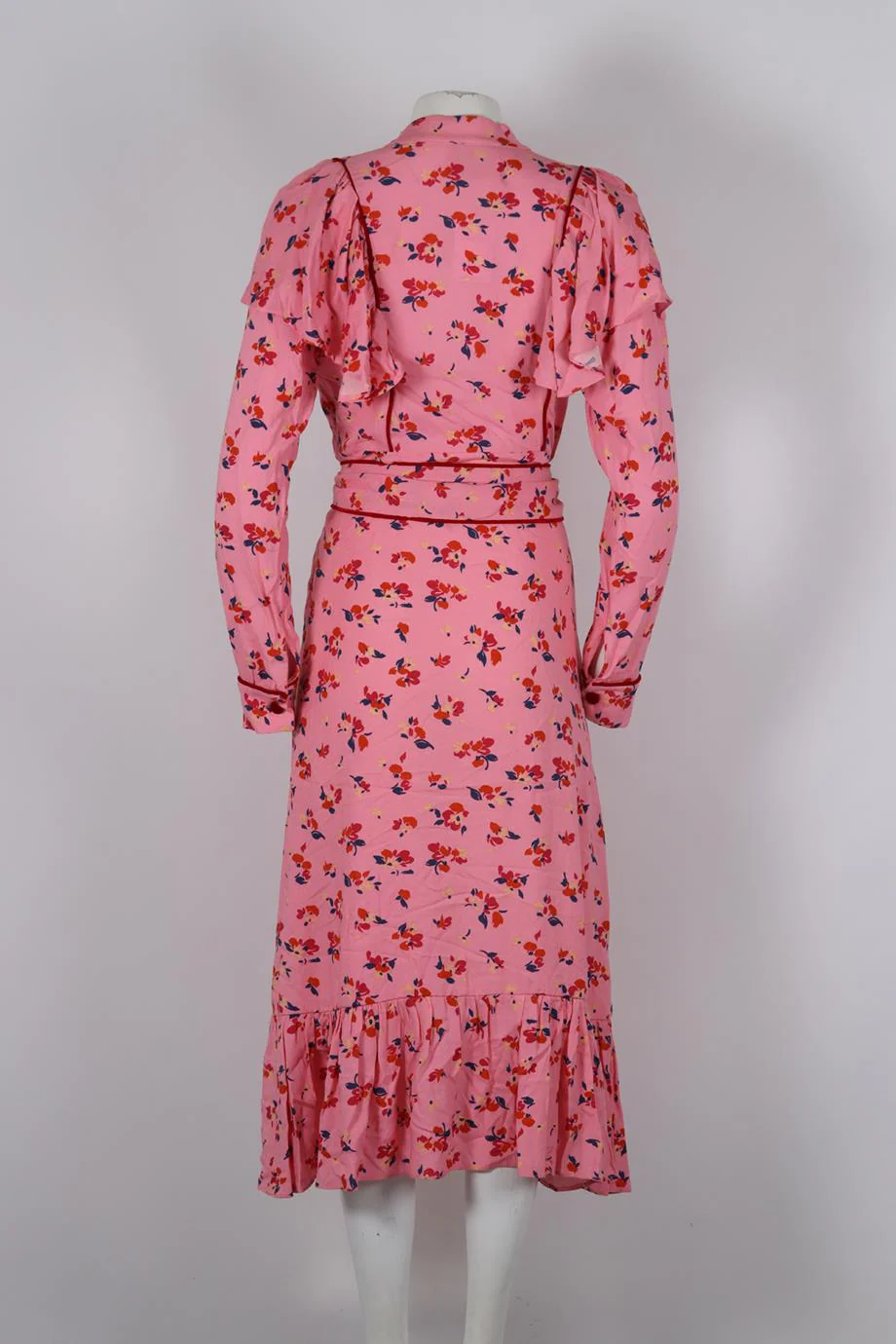 GEM LONDON BELTED FLORAL PRINT CREPE MIDI DRESS SMALL - Image 4