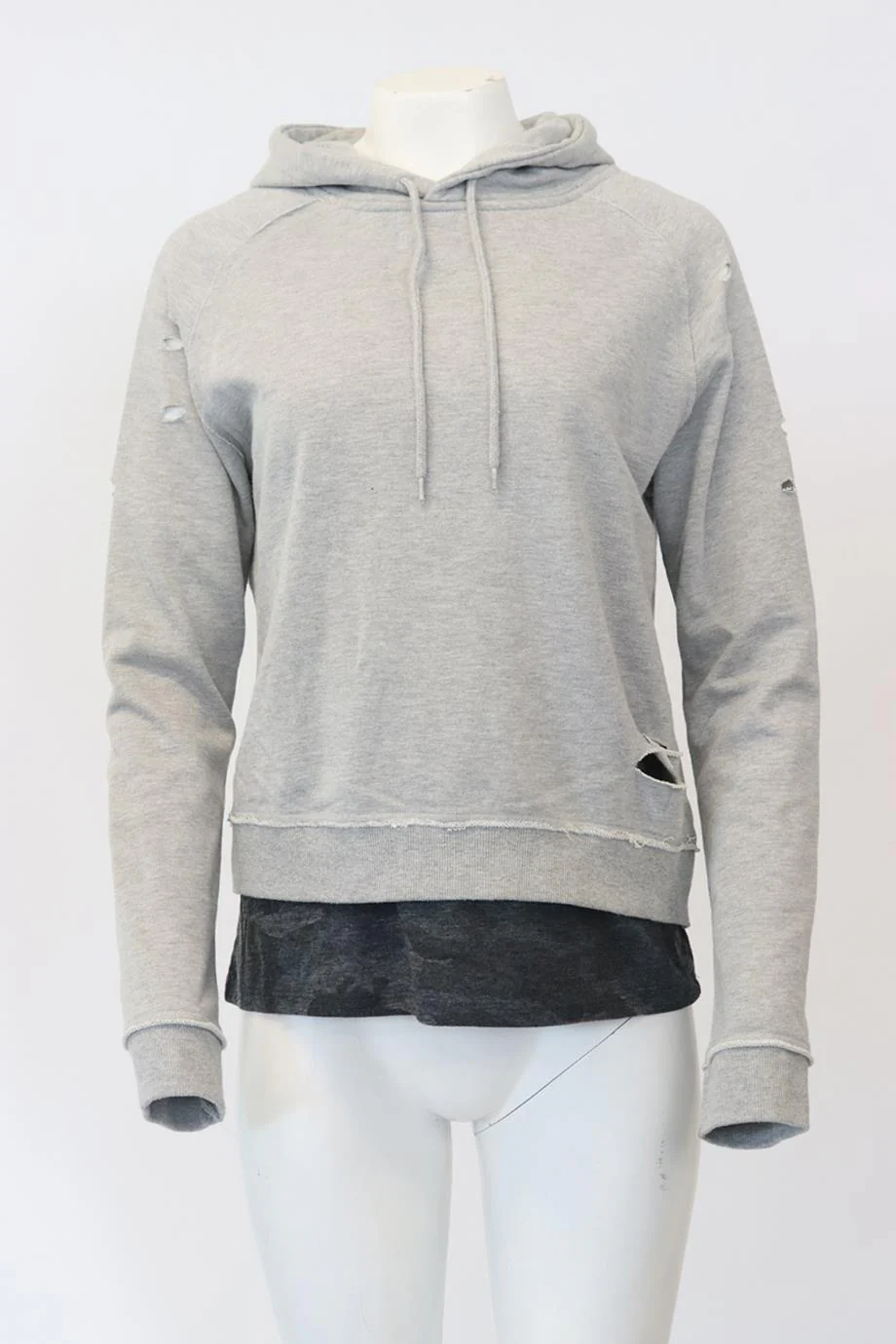 GENERATION LOVE DISTRESSED COTTON JERSEY HOODIE SMALL - Image 2