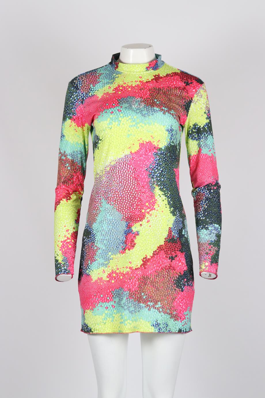 GERMANIER EMBELLISHED PRINTED STRETCH JERSEY MINI DRESS LARGE - Image 2