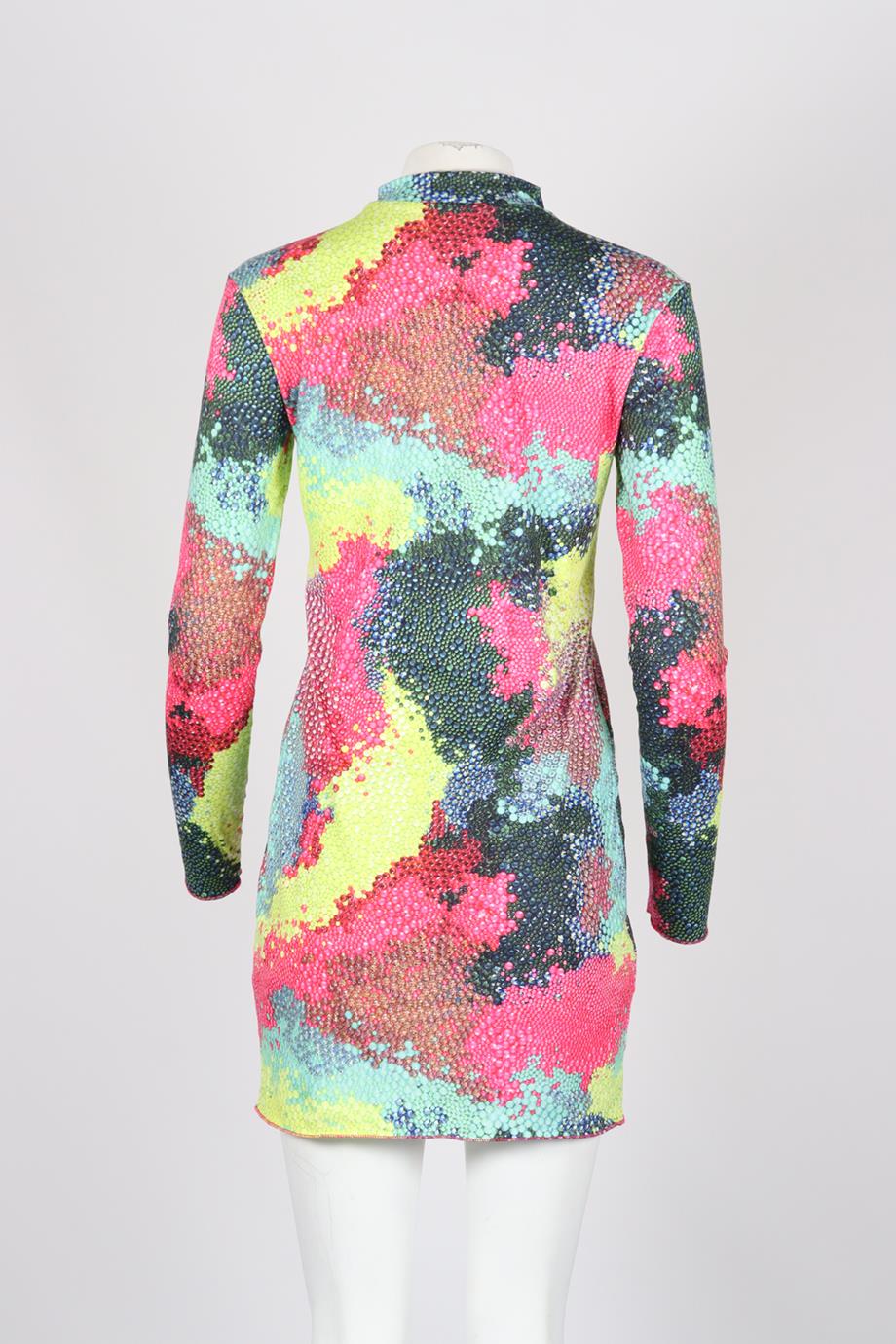 GERMANIER EMBELLISHED PRINTED STRETCH JERSEY MINI DRESS LARGE - Image 4