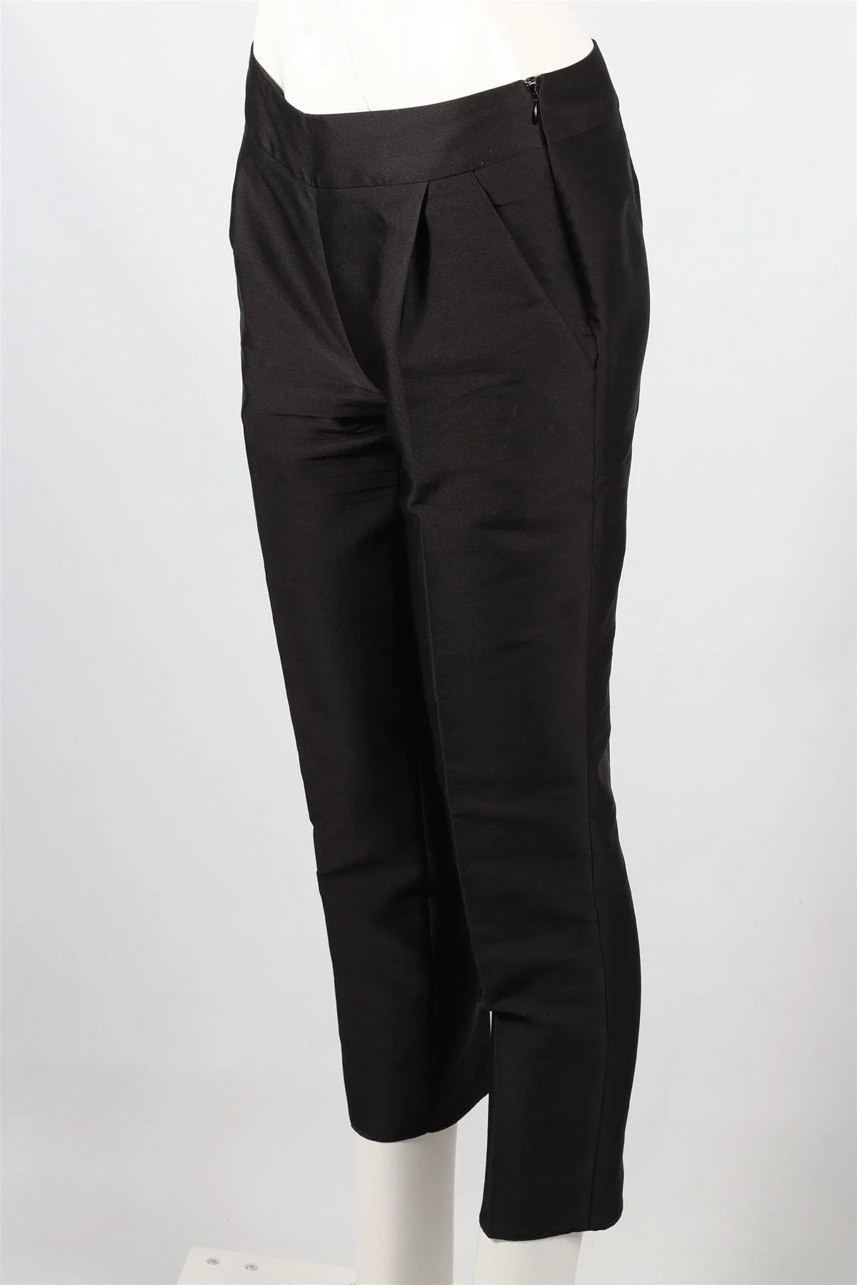 GIAMBATTISTA VALLI BLACK SILK BLEND STRAIGHT LEG PANTS SMALL - Image 3