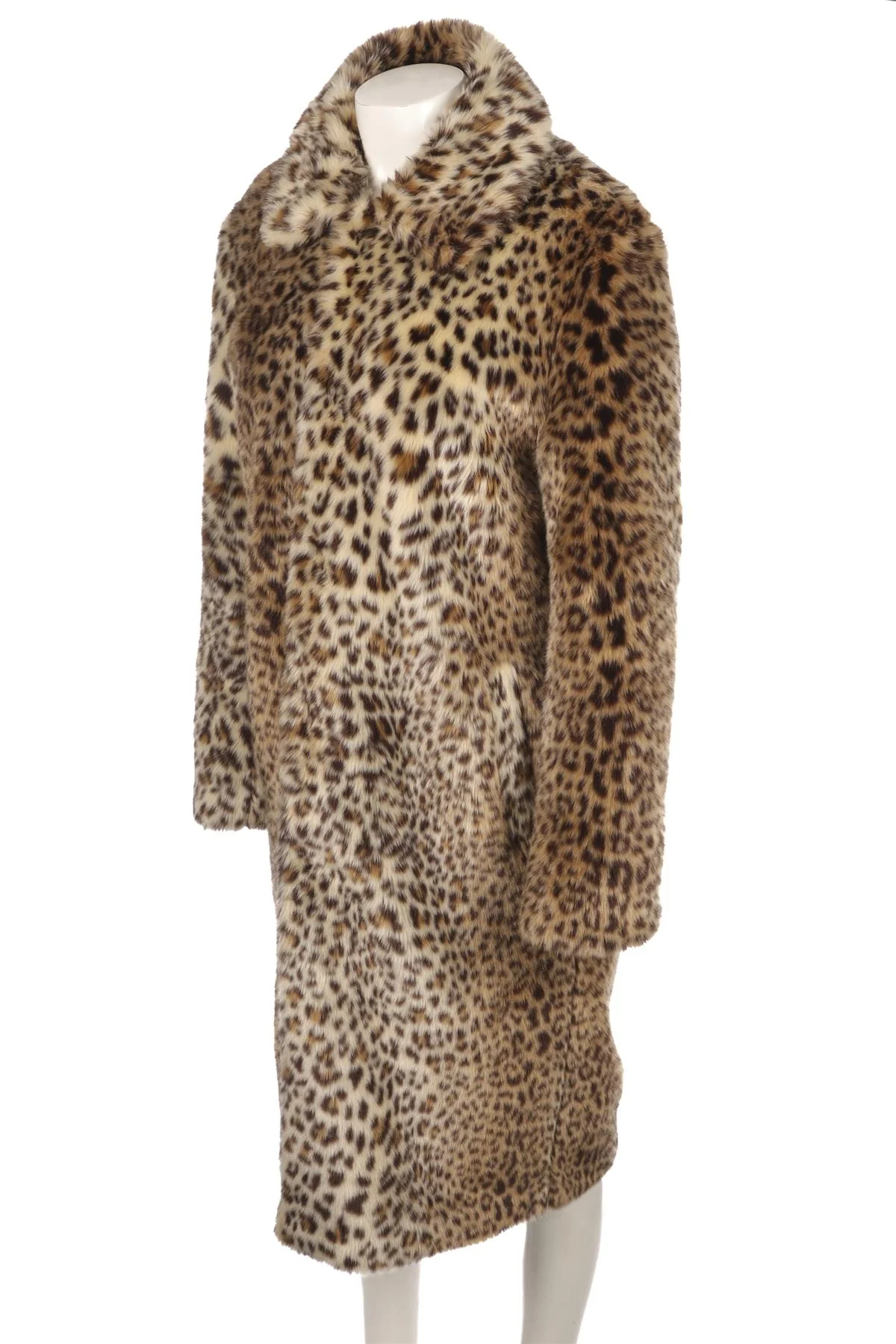 GIAMBATTISTA VALLI + H&M BROWN FAUX FUR COAT SMALL - Image 3