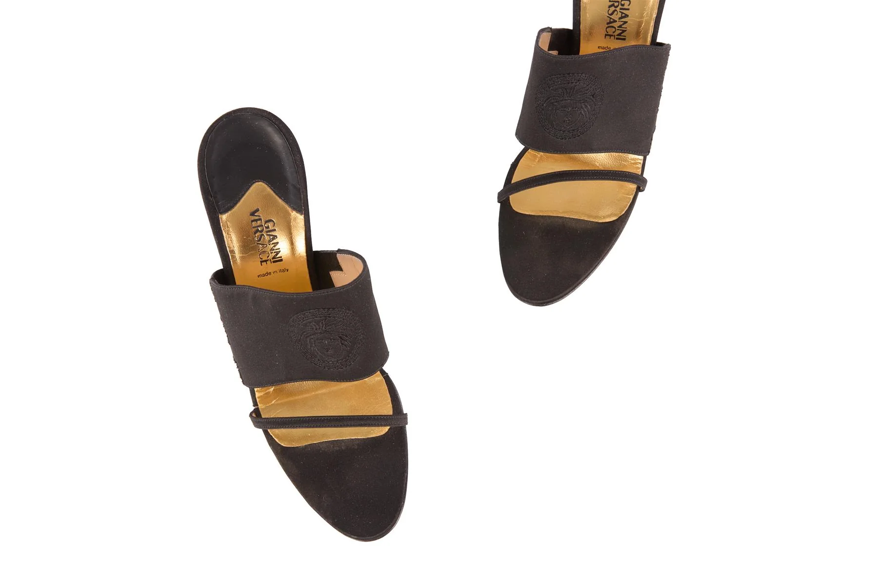 GIANNI VERSACE BLACK VINTAGE SATIN MULES EU 37.5 UK 4.5 US 7.5 - Image 4