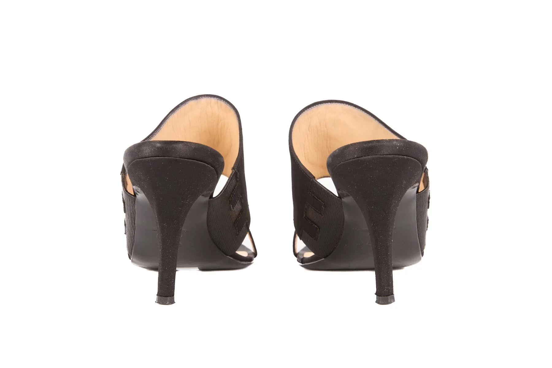 GIANNI VERSACE BLACK VINTAGE SATIN MULES EU 37.5 UK 4.5 US 7.5 - Image 5