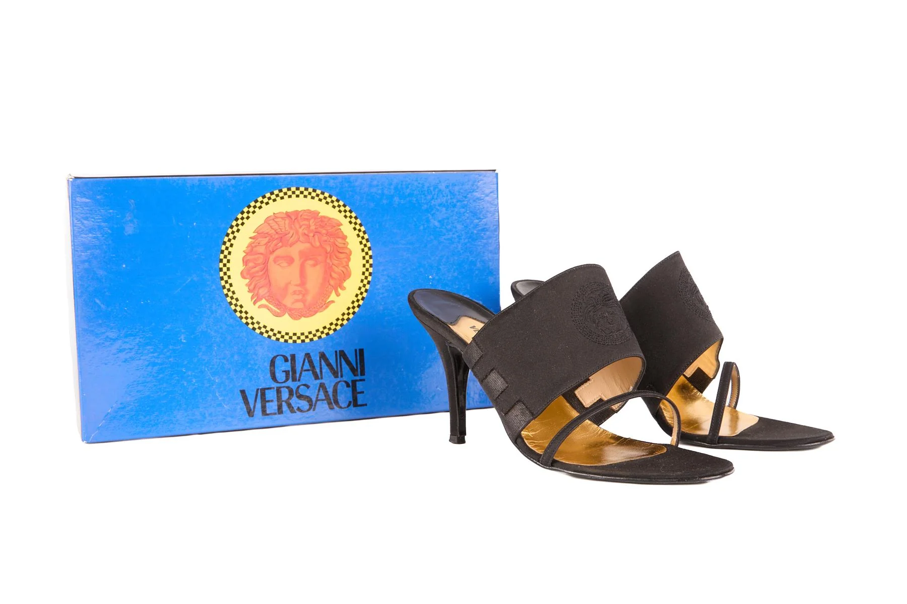 GIANNI VERSACE BLACK VINTAGE SATIN MULES EU 37.5 UK 4.5 US 7.5 - Image 7