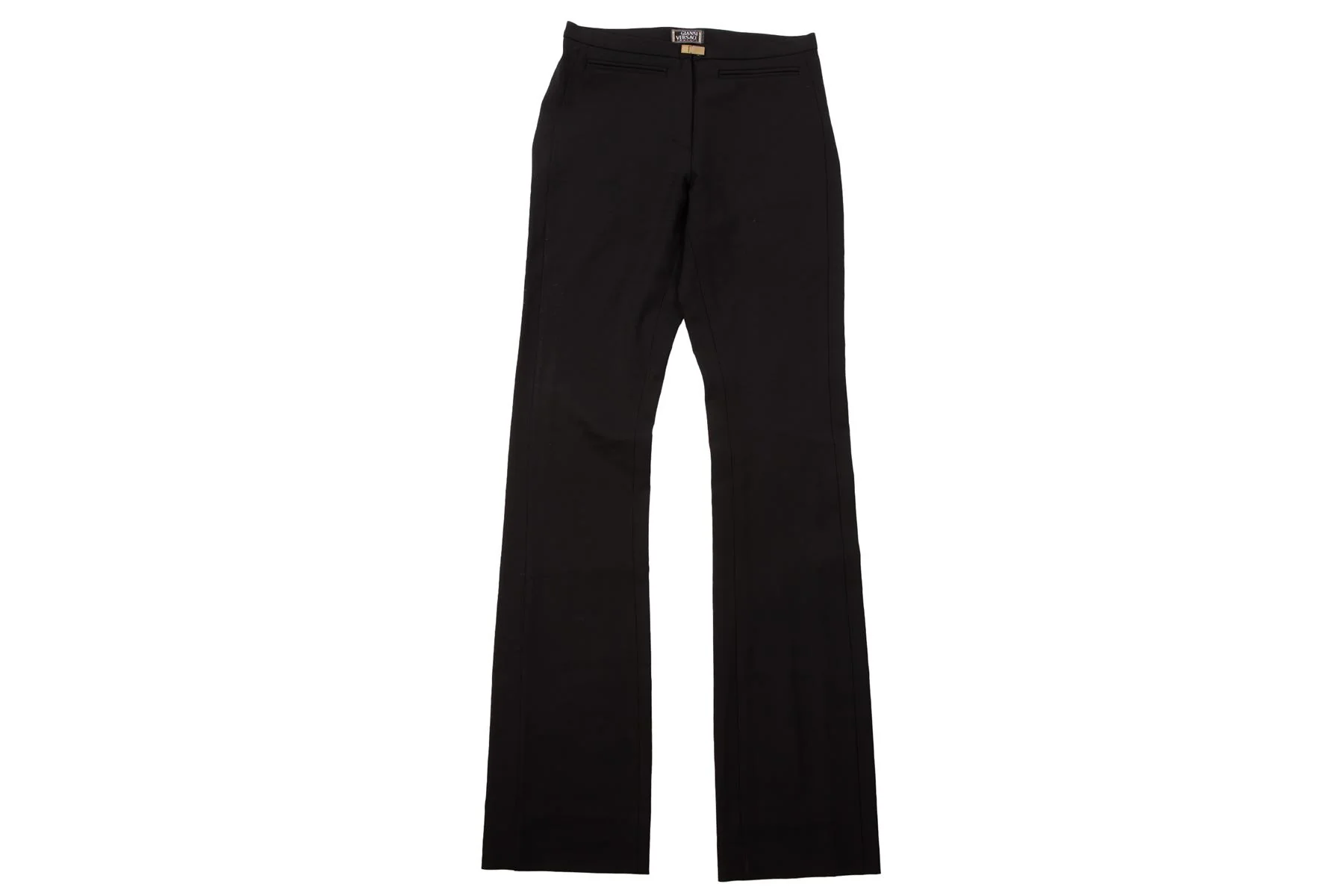 GIANNI VERSACE BLACK VINTAGE WOOL STRAIGHT LEG PANTS XSMALL - Image 2