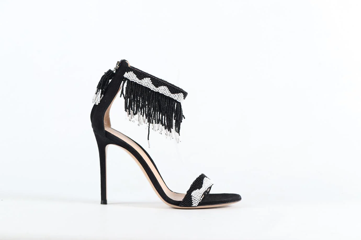 GIANVITO ROSSI BEADED AND SUEDE SANDALS EU 37.5 UK 4.5 US 7.5 - Image 2