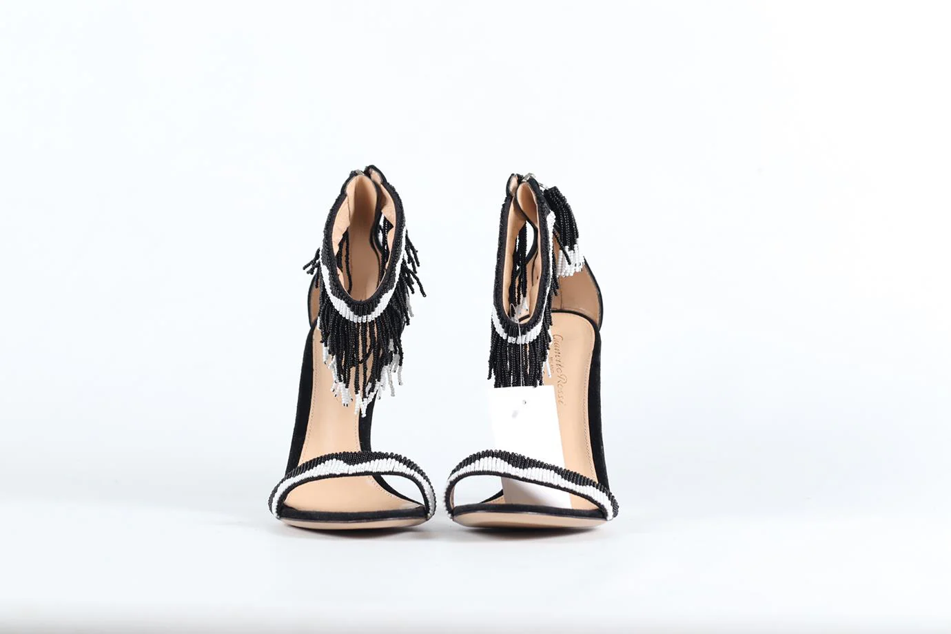 GIANVITO ROSSI BEADED AND SUEDE SANDALS EU 37.5 UK 4.5 US 7.5 - Image 3