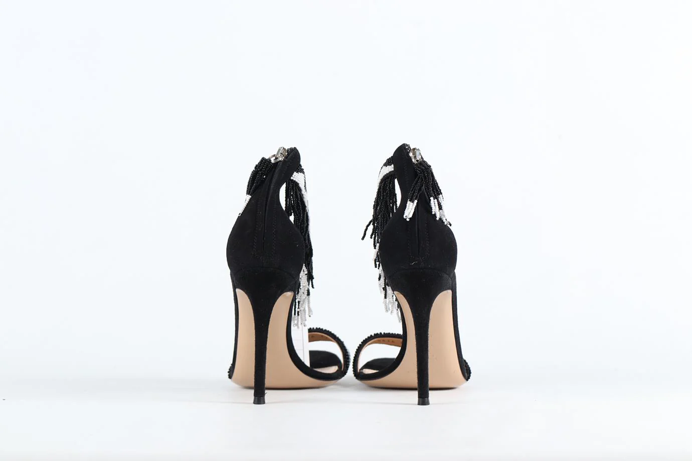 GIANVITO ROSSI BEADED AND SUEDE SANDALS EU 37.5 UK 4.5 US 7.5 - Image 4